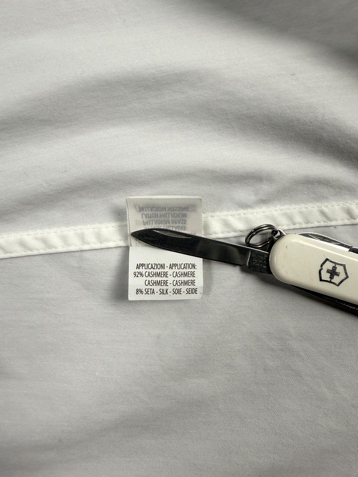 Brunello Cucinelli Brunello Cucinelli Womens White Cotton Blend Shirt Silk Trim Size XL / US 12-14 / IT 48-50 - 20 Thumbnail