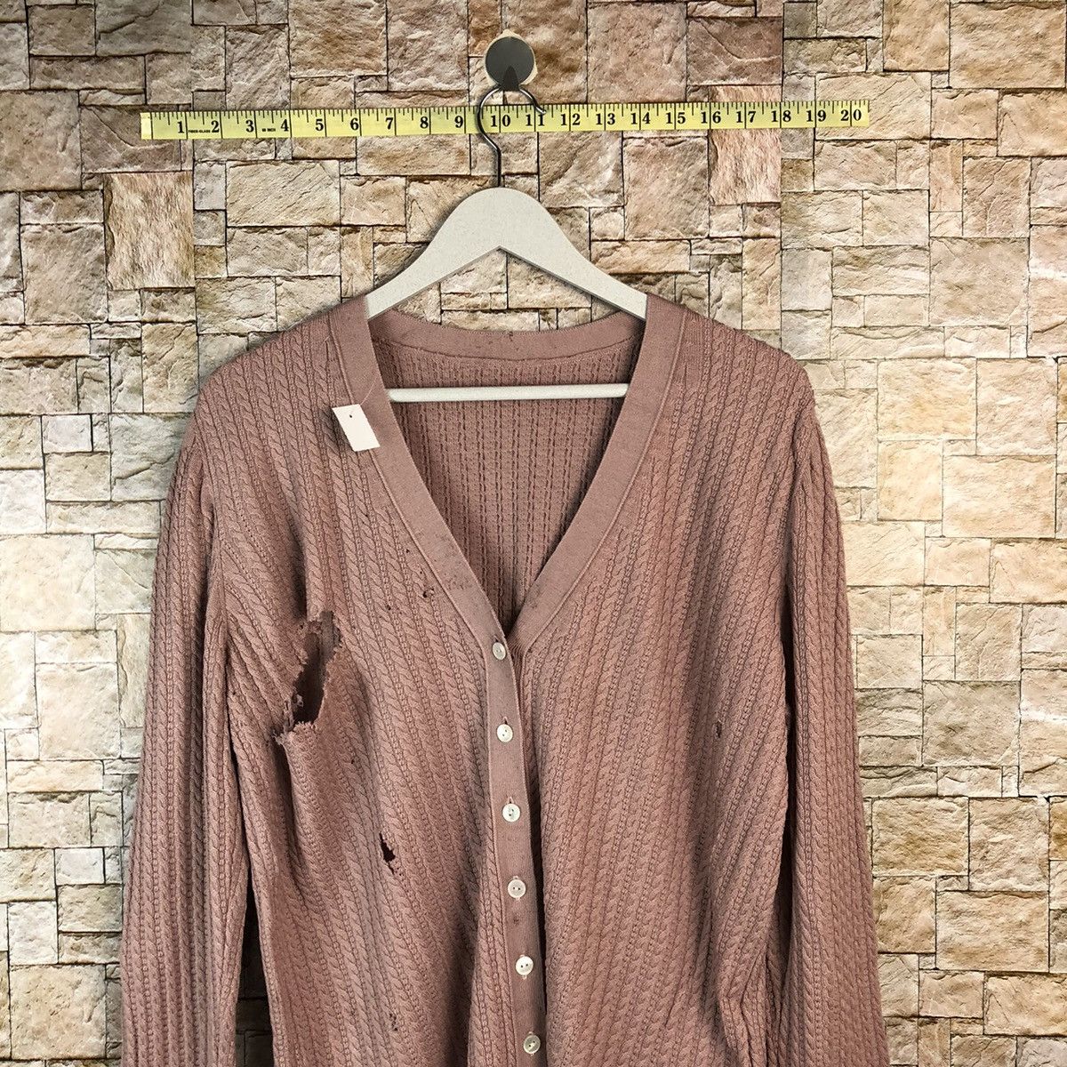 Homespun Knitwear × Japanese Brand Leilian Pink Cardigan ripped Knitwear #A1181 Size M / US 6-8 / IT 42-44 - 2 Thumbnail