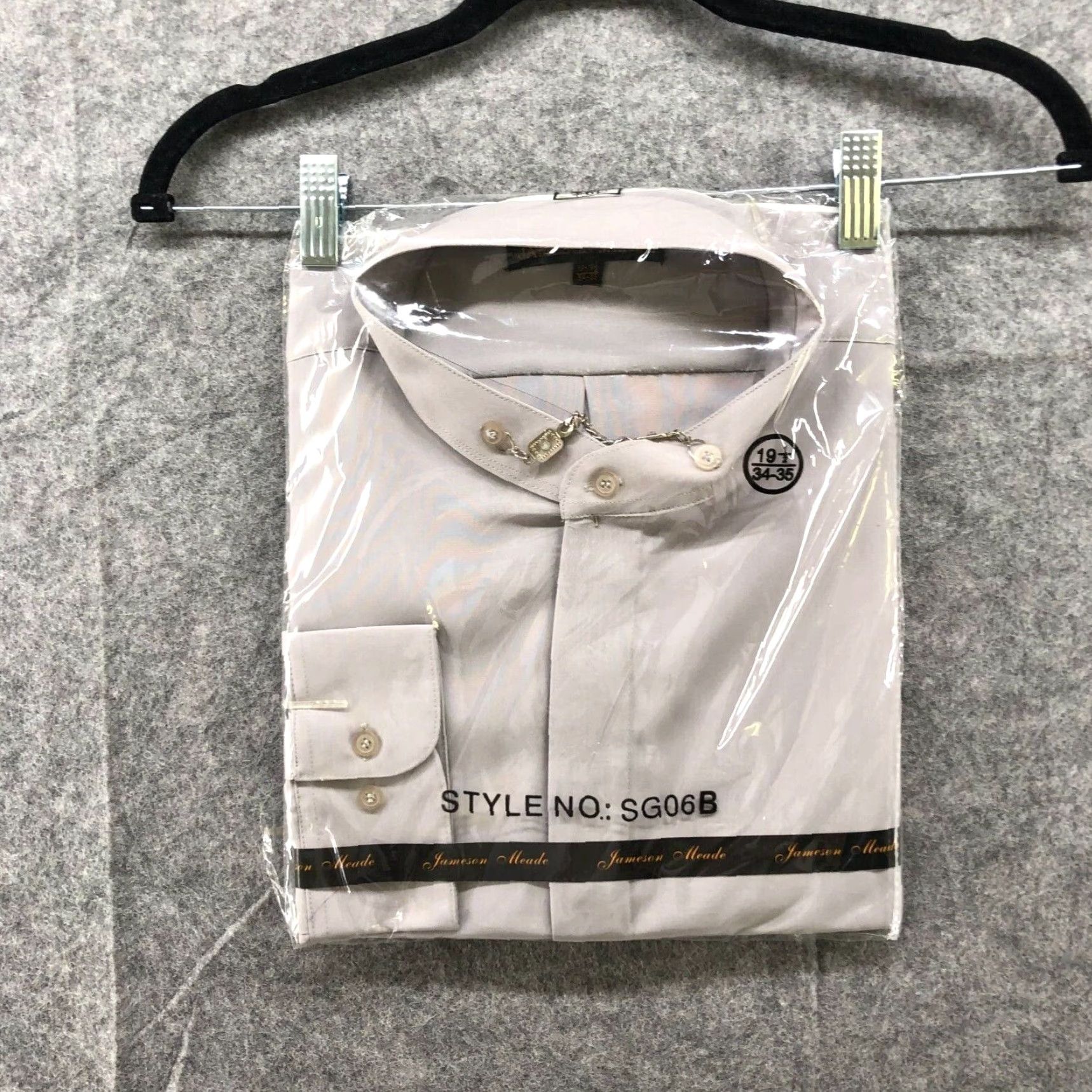 Vintage NEW Jameson Meade Button Up Shirt Gray 19.5 Long Sleeve Polyester Disco Chain Neck Casual Formal Party/Cocktail Mens Size US XXL / EU 58 / 5 - 3 Thumbnail