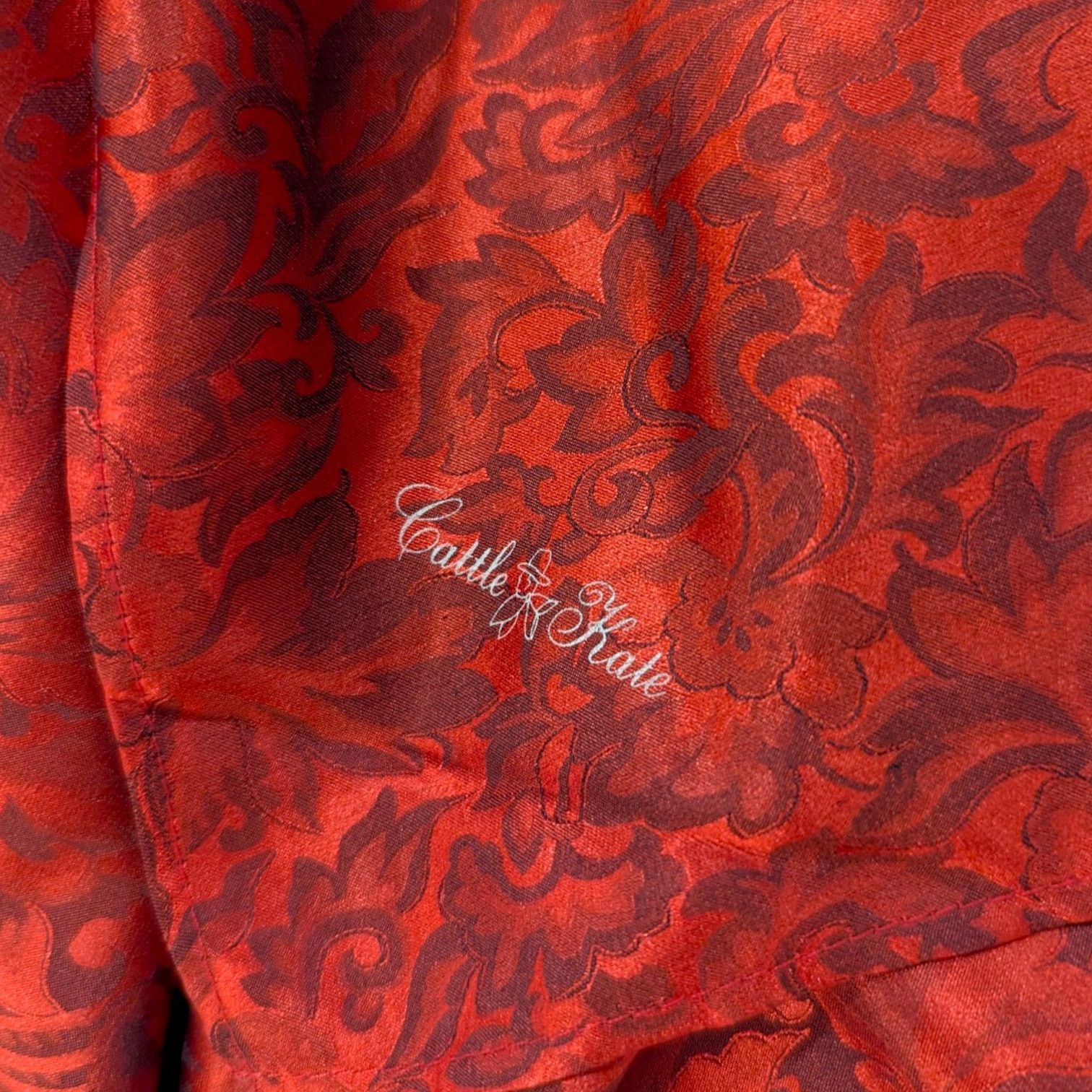 Other Cattle Kate Red Western Prairie Floral Silk Scarf Size ONE SIZE - 3 Thumbnail