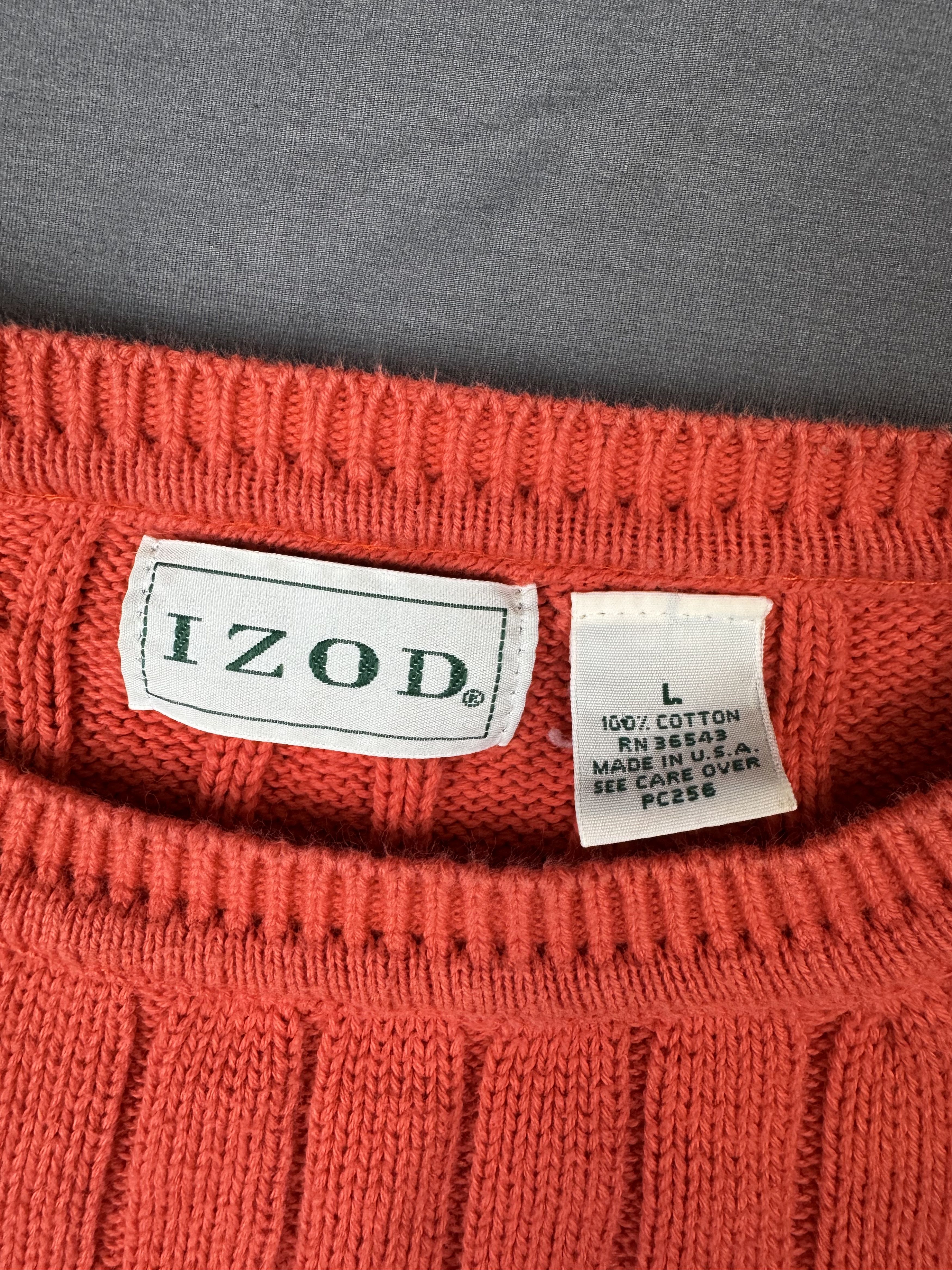 Izod IZOD Sweater Cable Knit Logo Pullover Crewneck Cotton Size US L / EU 52-54 / 3 - 3 Thumbnail