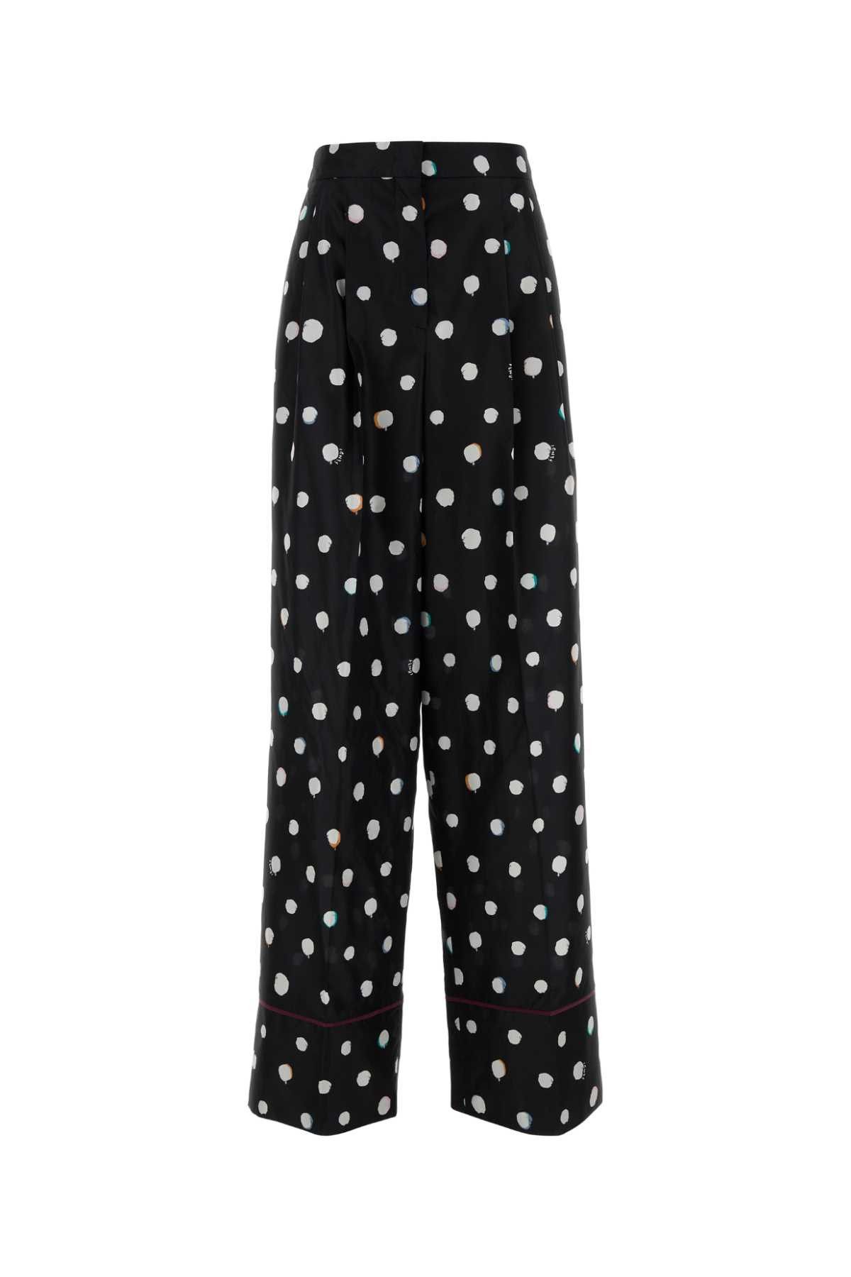 Fendi Printed Silk Wide-Leg Pant Size 32" / US 10 / IT 46 - 1 Thumbnail