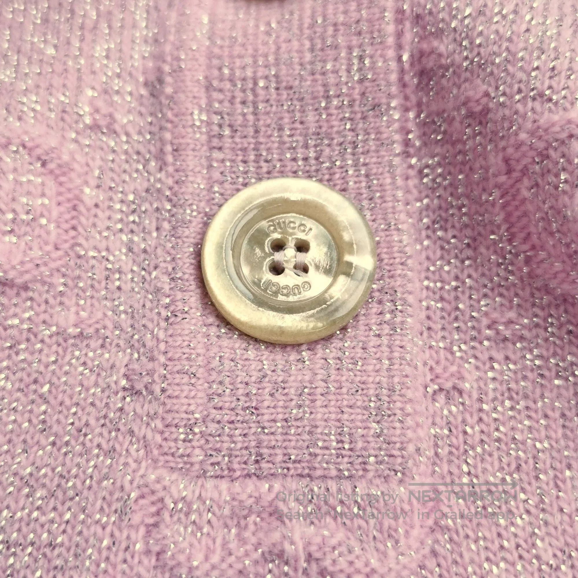 Gucci S Pink Lapel Wool Blend Knit Sweater.