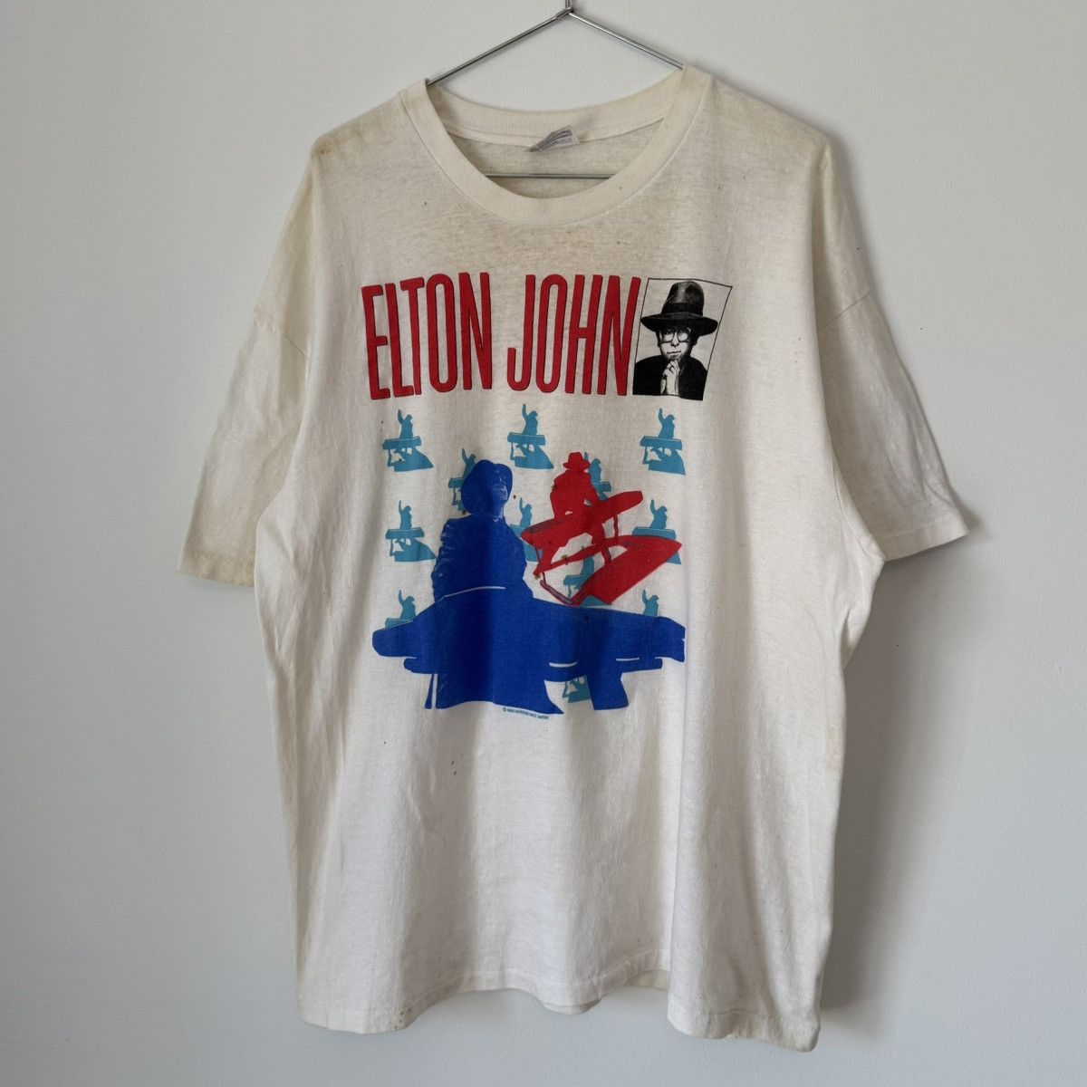 Band Tees Vintage 1988 Elton John Band Tour Tee Distressed Rare Size US XXL / EU 58 / 5 - 3 Thumbnail