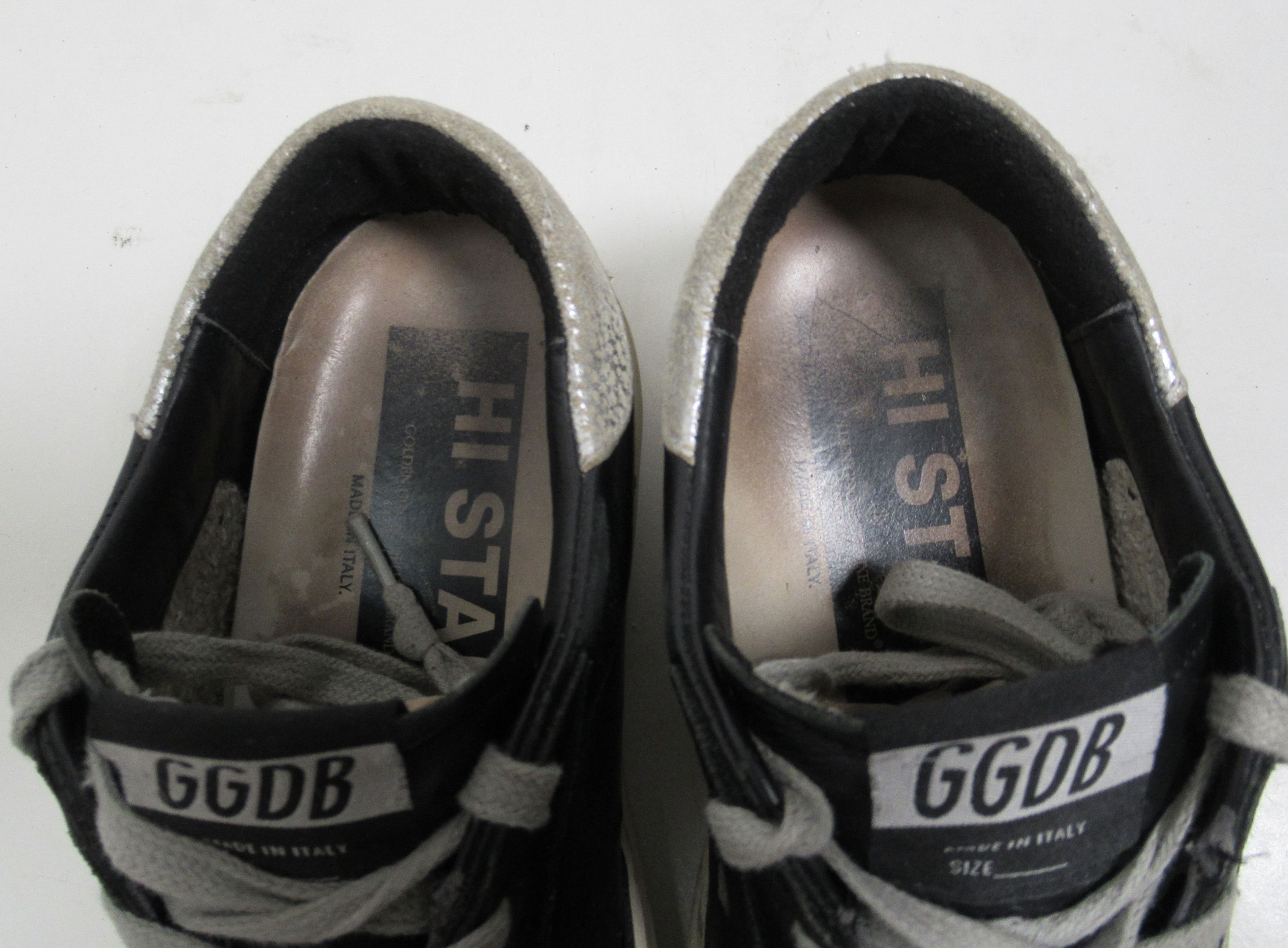 Golden Goose Golden Goose Hi Star Black Leather Silver Star Silver Heel Size US 5 / IT 35 - 5 Thumbnail