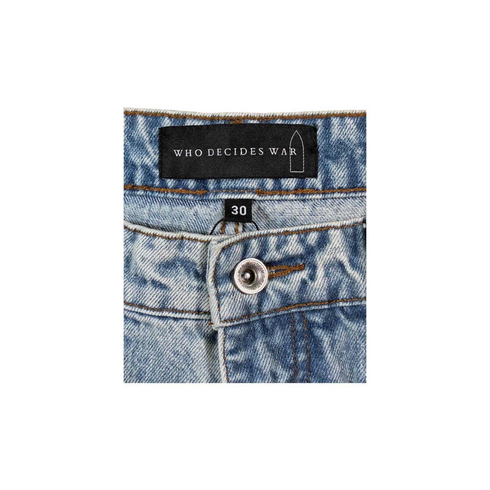 Who Decides War WDW Embroidered Lime Light Wash Jeans Size US 30 / EU 46 - 4 Thumbnail