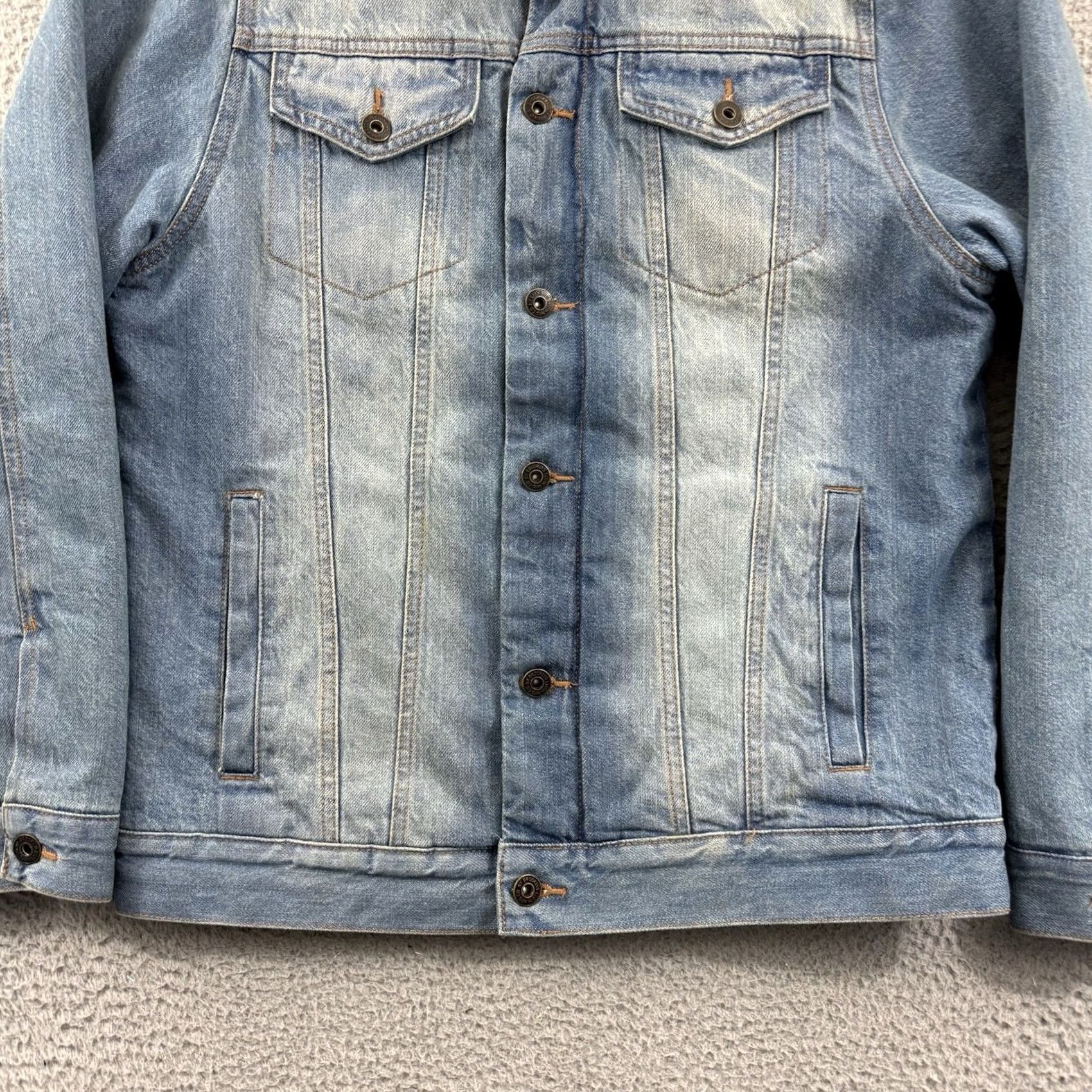 Denime Brooklyn Cloth Jacket Mens Medium Blue Denim Sherpa Lined Trucker Button Outdoor Shirt Jacket Bomber Size US M / EU 48-50 / 2 - 2 Thumbnail