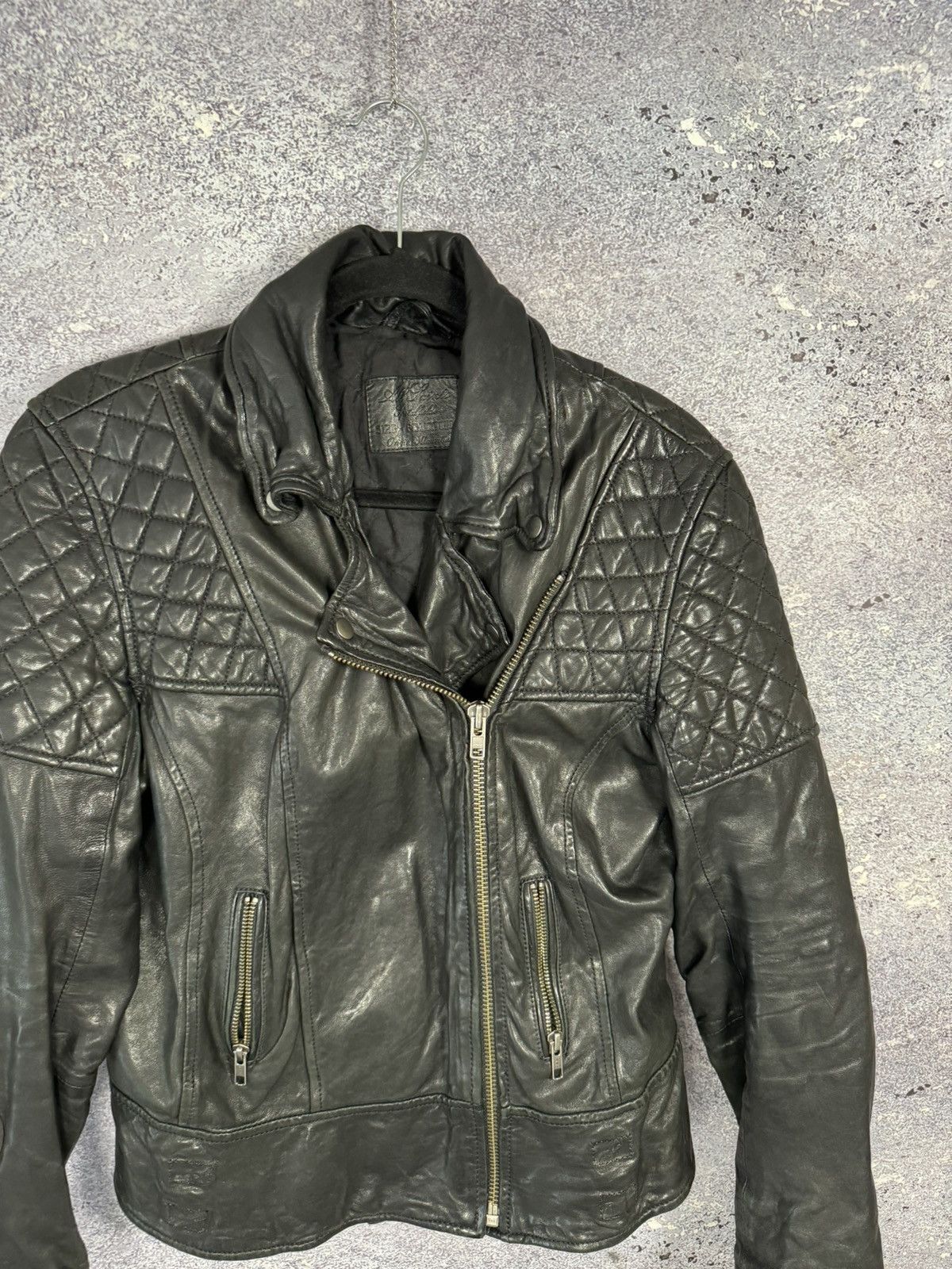 Allsaints All Saints Leather Jacket Women’s Uk 14 Black Lamb Papin Size L / US 10 / IT 46 - 3 Thumbnail