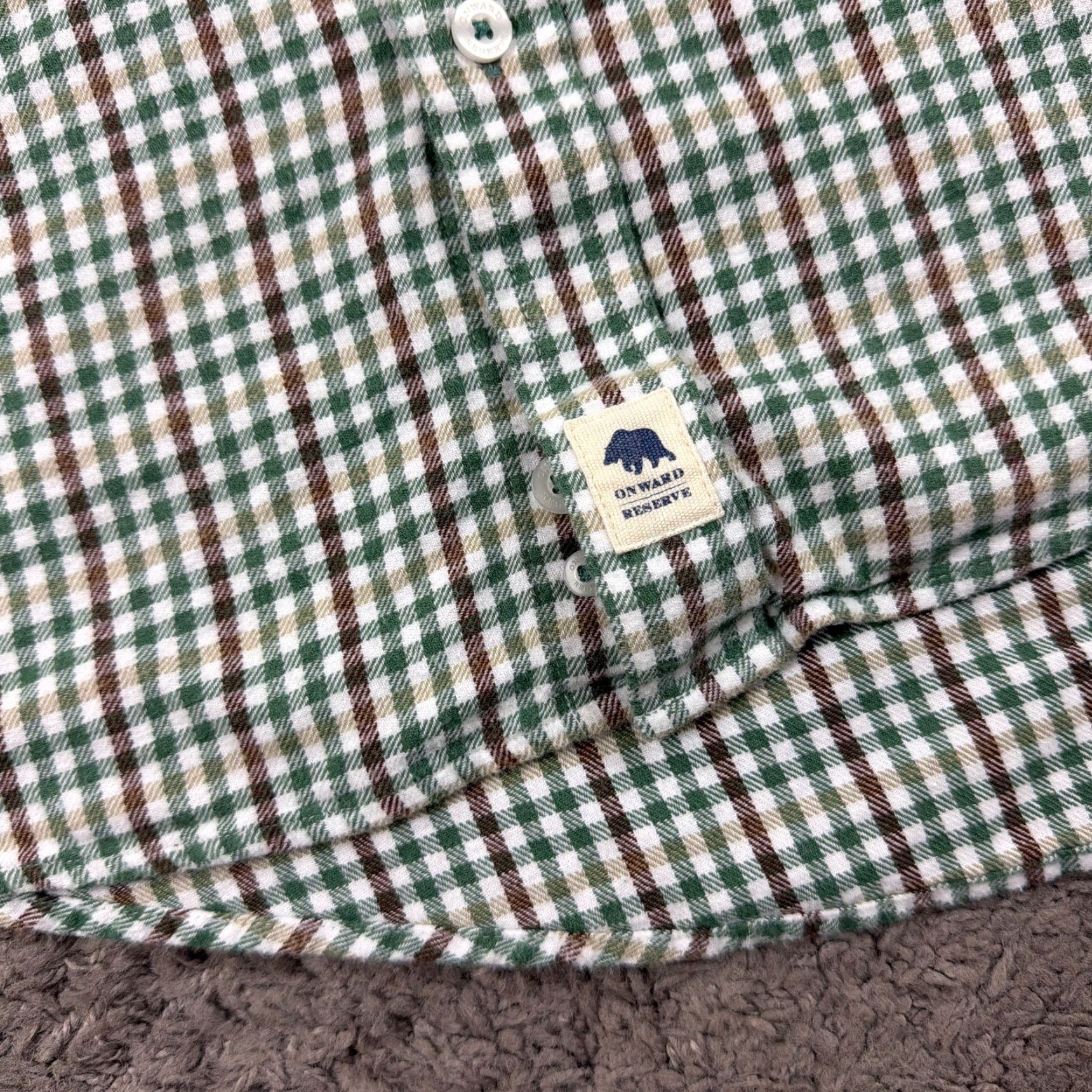 Vintage Onward Reserve Shirt Mens L Green Plaid Cotton Flannel Long Sleeve Tailored Fit Size US L / EU 52-54 / 3 - 4 Thumbnail