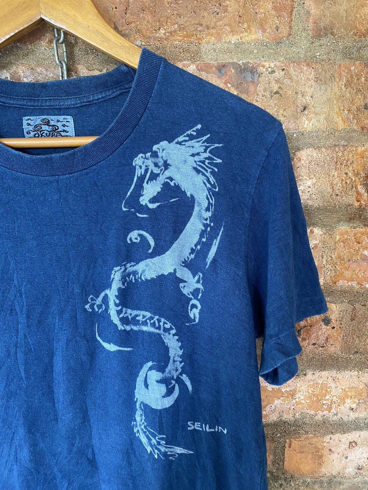 Blue Blue Japan 1990s Blue Blue Japan Okura Seilin Dragons indigo tee Size US M / EU 48-50 / 2 - 3 Thumbnail
