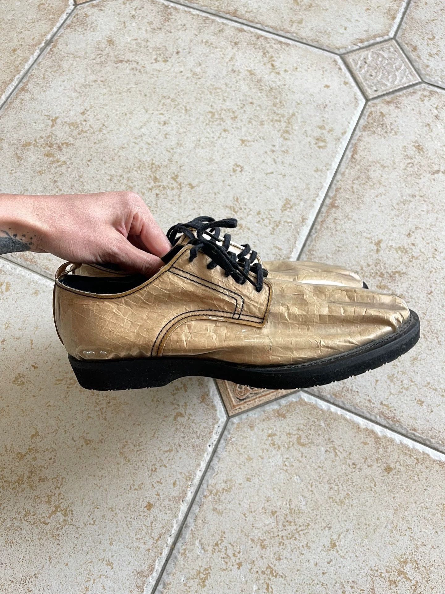 Comme des Garcons CDG 15SS Rei Kawakubo PVC/Kraft Paper Derby Shoes Size US 7.5 / IT 37.5 - 2 Thumbnail