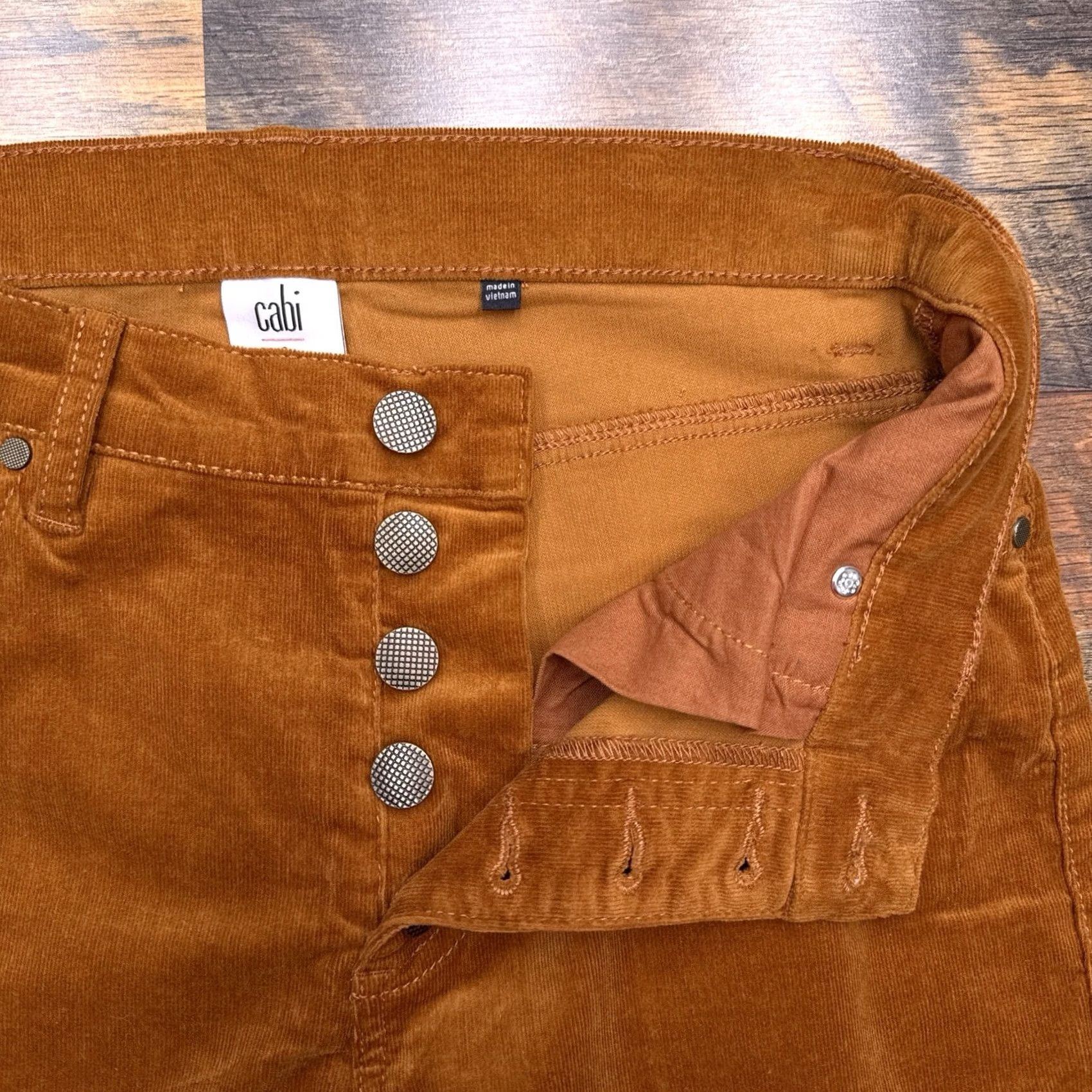 Vintage Cabi Corduroy Pants Womens 6 Brown Mid Rise Stretch Skinny - Slim Fit Size 28" / US 6 / IT 42 - 4 Thumbnail