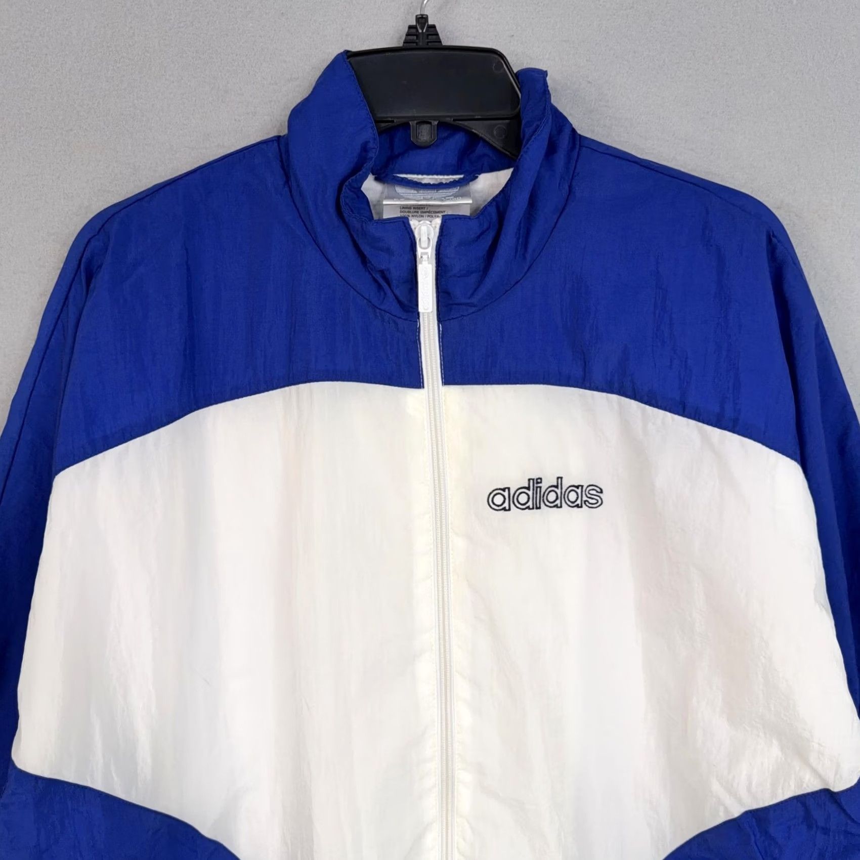 Adidas adidas Jacket Mens Medium Blue White Full Zip Track Trefoil Logo Windbreaker Size US M / EU 48-50 / 2 - 2 Thumbnail