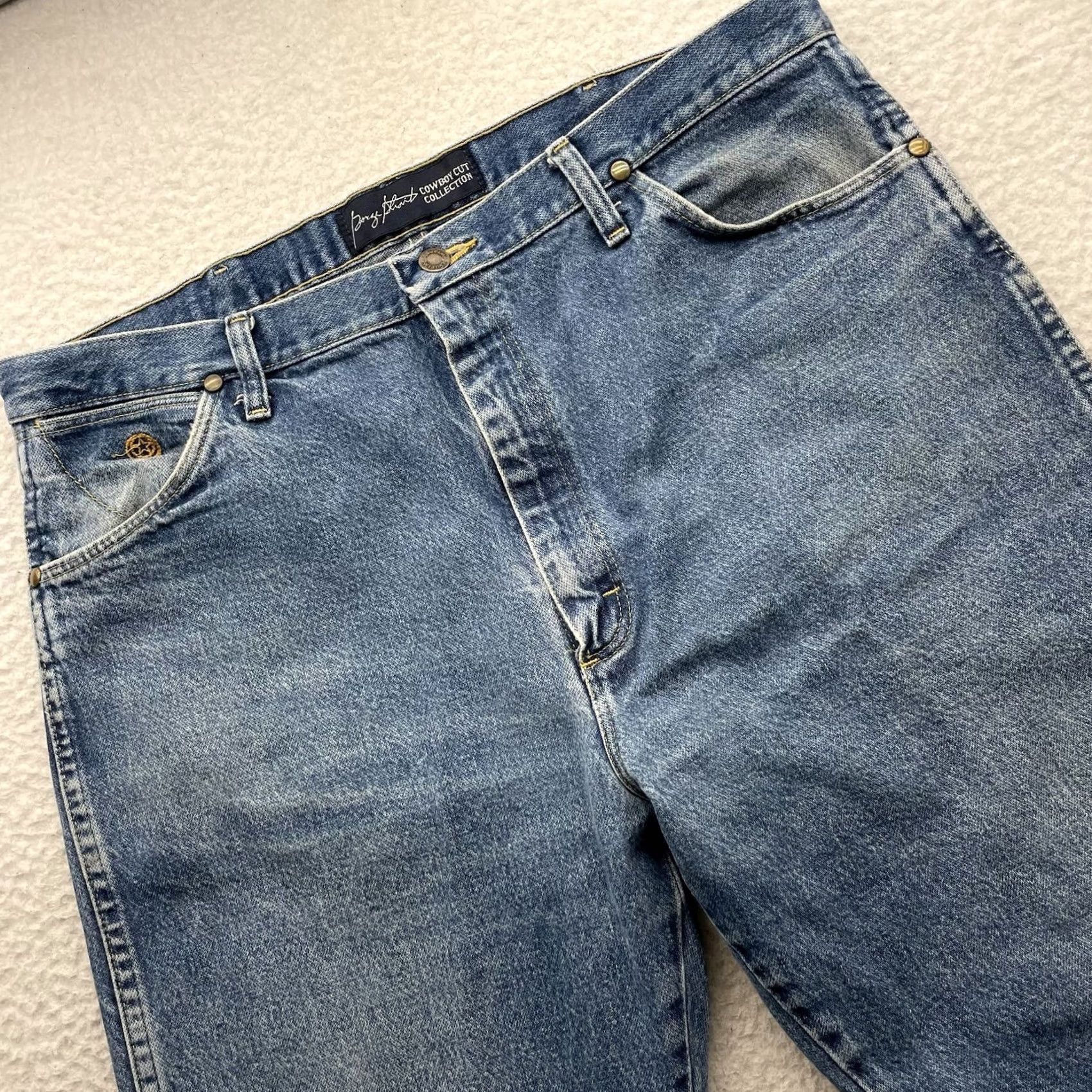 Wrangler Wrangler Jeans Mens 38x34 George Straight Cowboy Cut Natural Wear Faded 13MGSHD Size US 38 / EU 54 - 2 Thumbnail