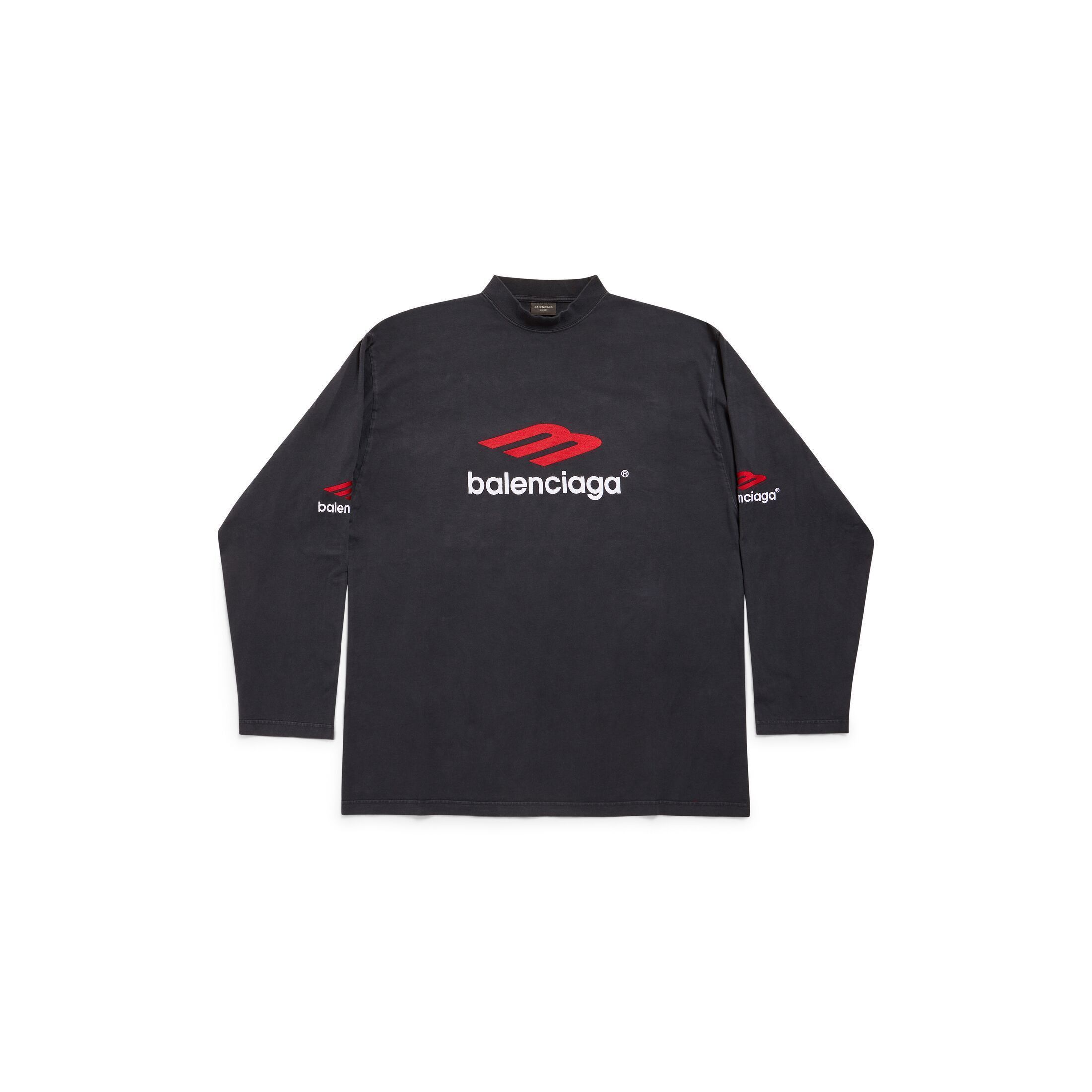 Balenciaga o1tr1nto0725 3B Sports icon Long Sleeve T-Shirt in Black Size US M / EU 48-50 / 2 - 1 Thumbnail