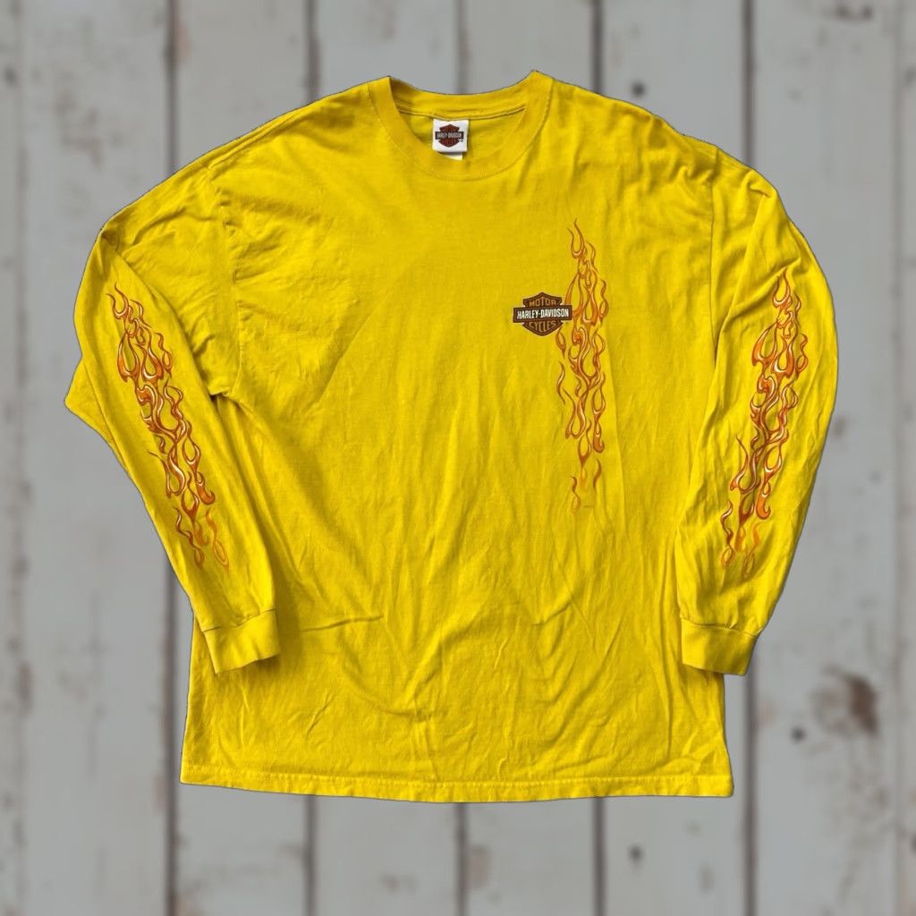 Harley Davidson VINTAGE Harley-Davidson T Shirt Adult XL Yellow Motorcycle Graphic Print Short Sleeve Crew Neck Cotton Size US XL / EU 56 / 4 - 1 Thumbnail