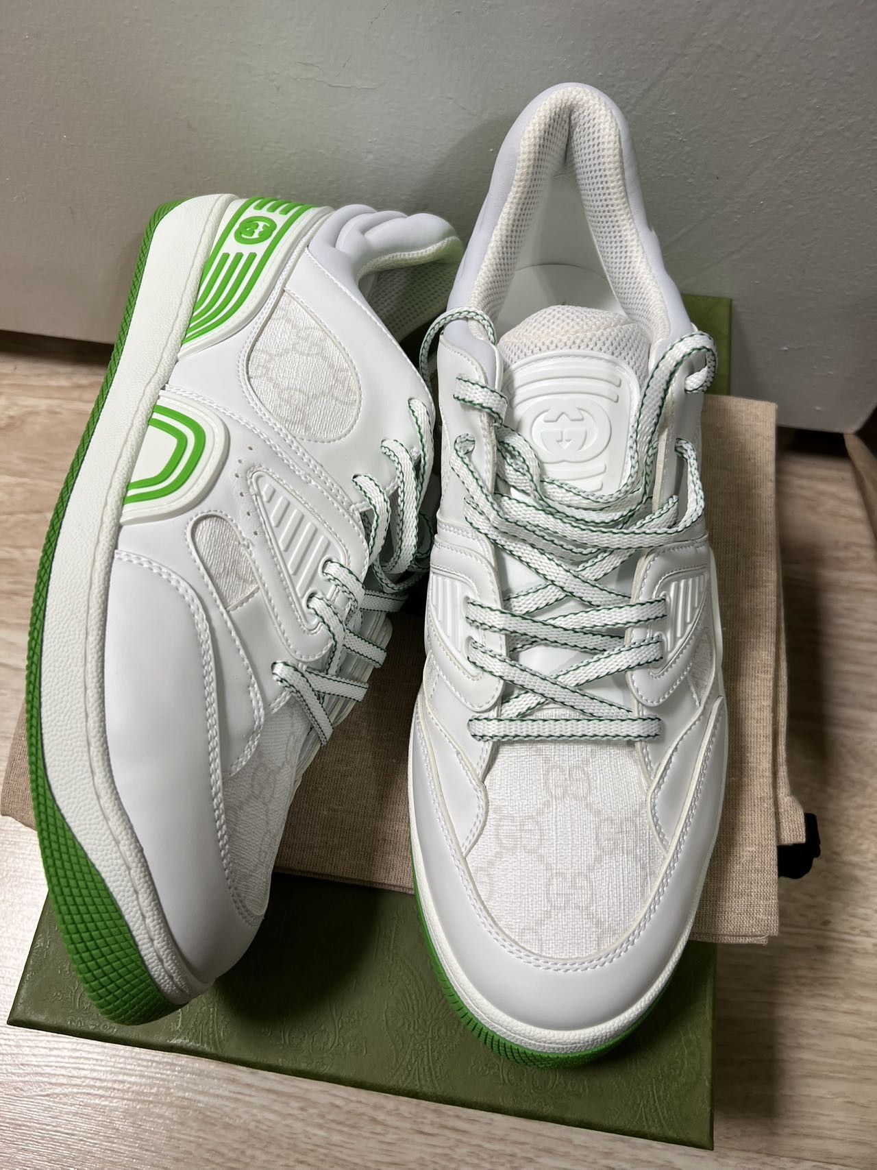 Gucci MEN Gucci Basket Low White Demetra Green Size US 13 / EU 46 - 5 Thumbnail
