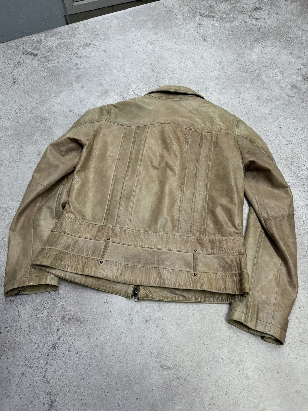 Japanese Brand Vintage 00s Leather Faded Rick Owen’s LGB Style Jacket Size US S / EU 44-46 / 1 - 4 Thumbnail