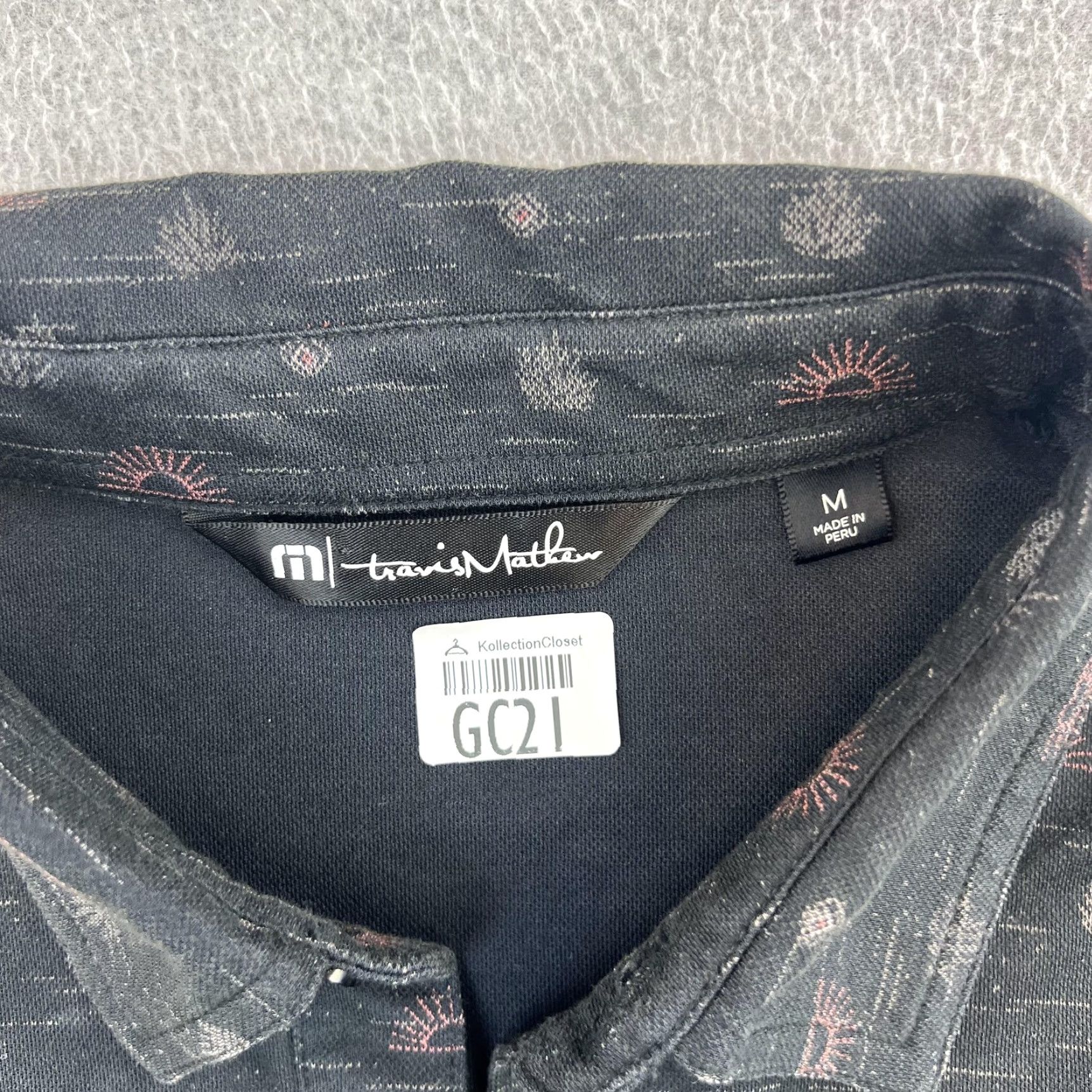TravisMathew Travis Mathew Polo Shirt Mens M Black Golf Patterned SCP Hotels Adult Size US M / EU 48-50 / 2 - 5 Thumbnail