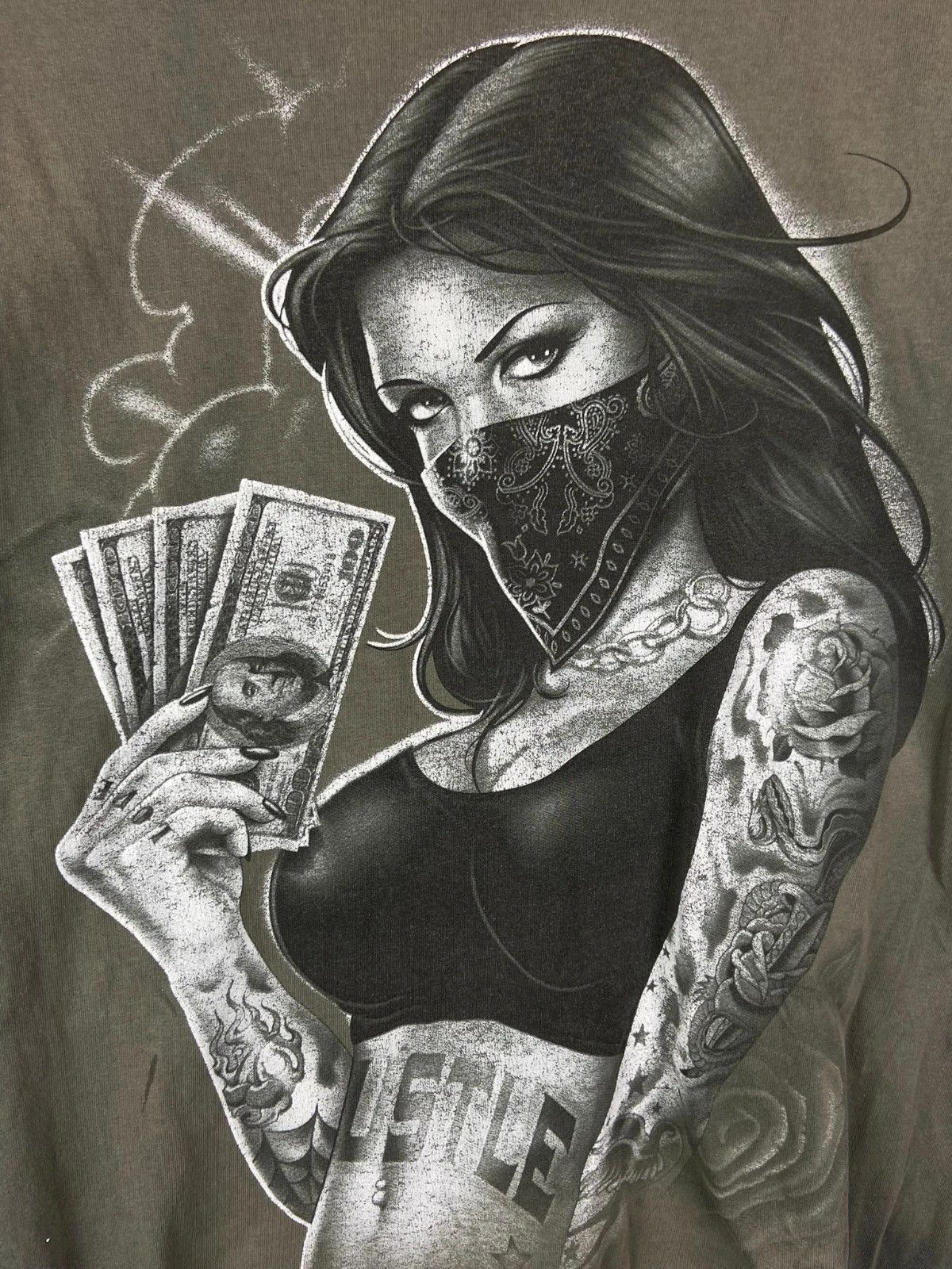 Vintage Vintage Chicano Girl Hustle Tee Green Streetwear M Size US M / EU 48-50 / 2 - 2 Thumbnail