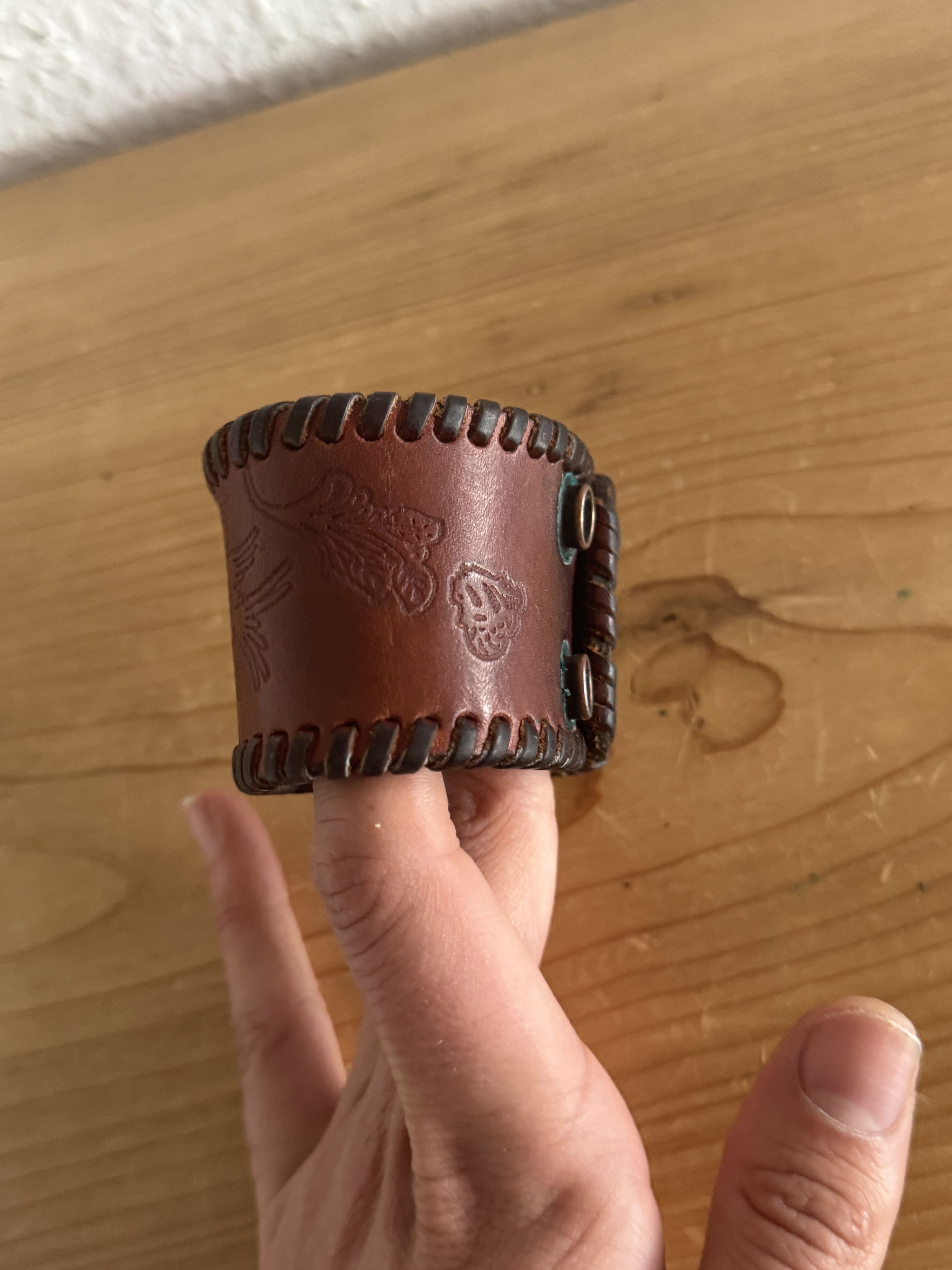 Dsquared2 Embossed Leather Cuff Bracelet Size ONE SIZE - 2 Thumbnail