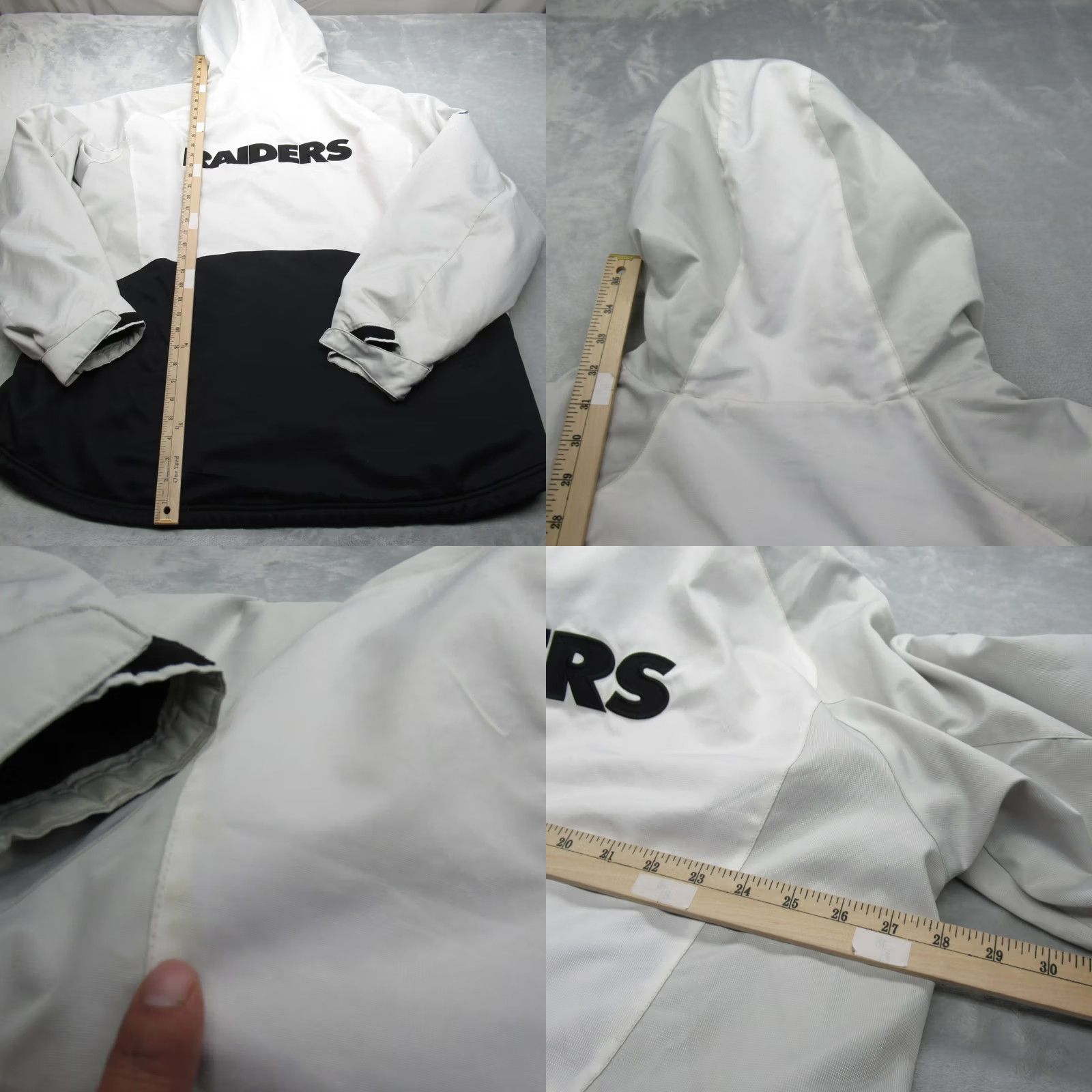 Reebok Reebok NFL Raiders Jacket Mens Black White Water Resistant Hood Fleece Full Zip Size US XXL / EU 58 / 5 - 9 Thumbnail