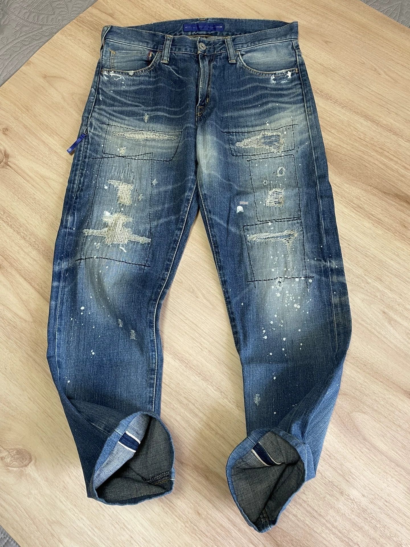 Vanquish Blue Distressed Paint Splatter Denim Jeans Size 28 Size US 28 / EU 44 - 4 Thumbnail