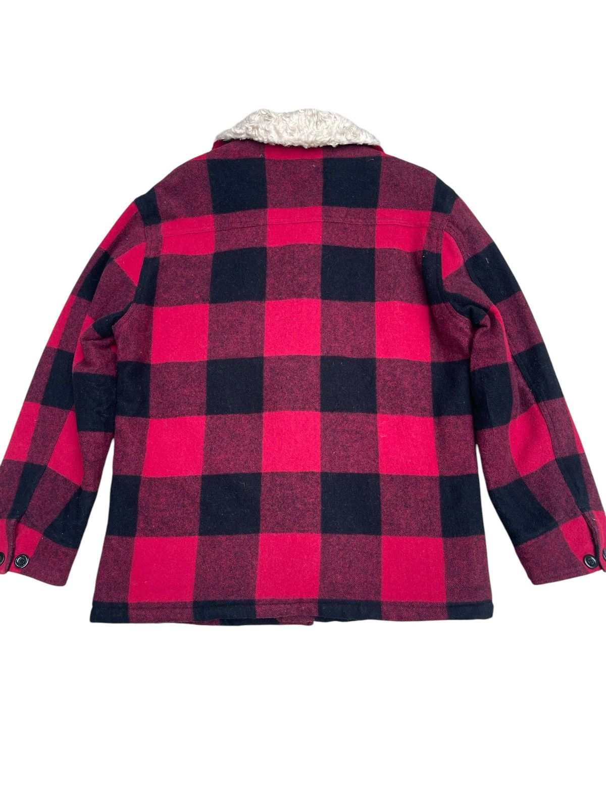 Vintage Sherpa Lined Buffalo Plaid Jacket Leather Pocket Light Jackets