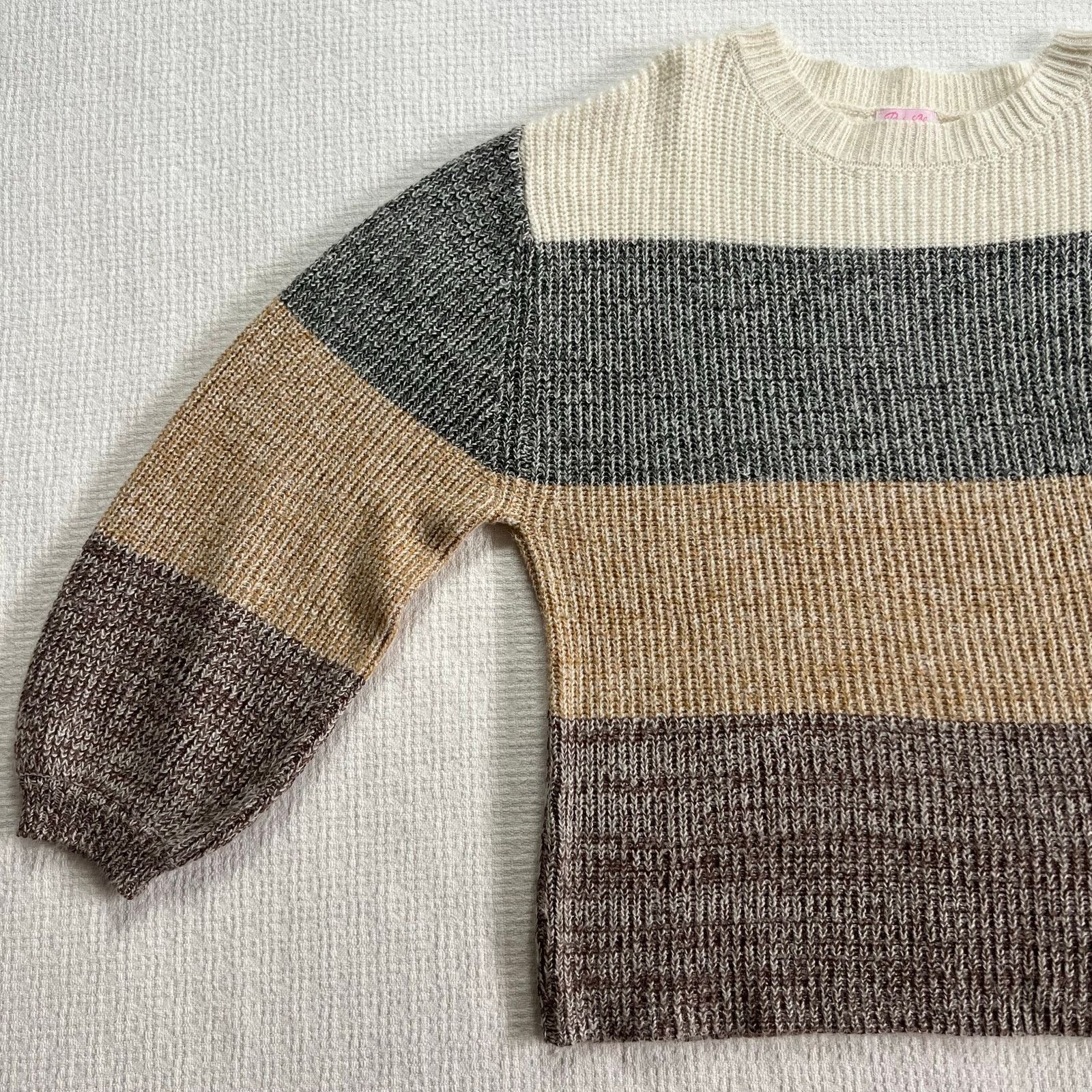 Other Pink Lily Color Block Ribbed Sweater Womens M Balloon Sleeve Size M / US 6-8 / IT 42-44 - 3 Thumbnail