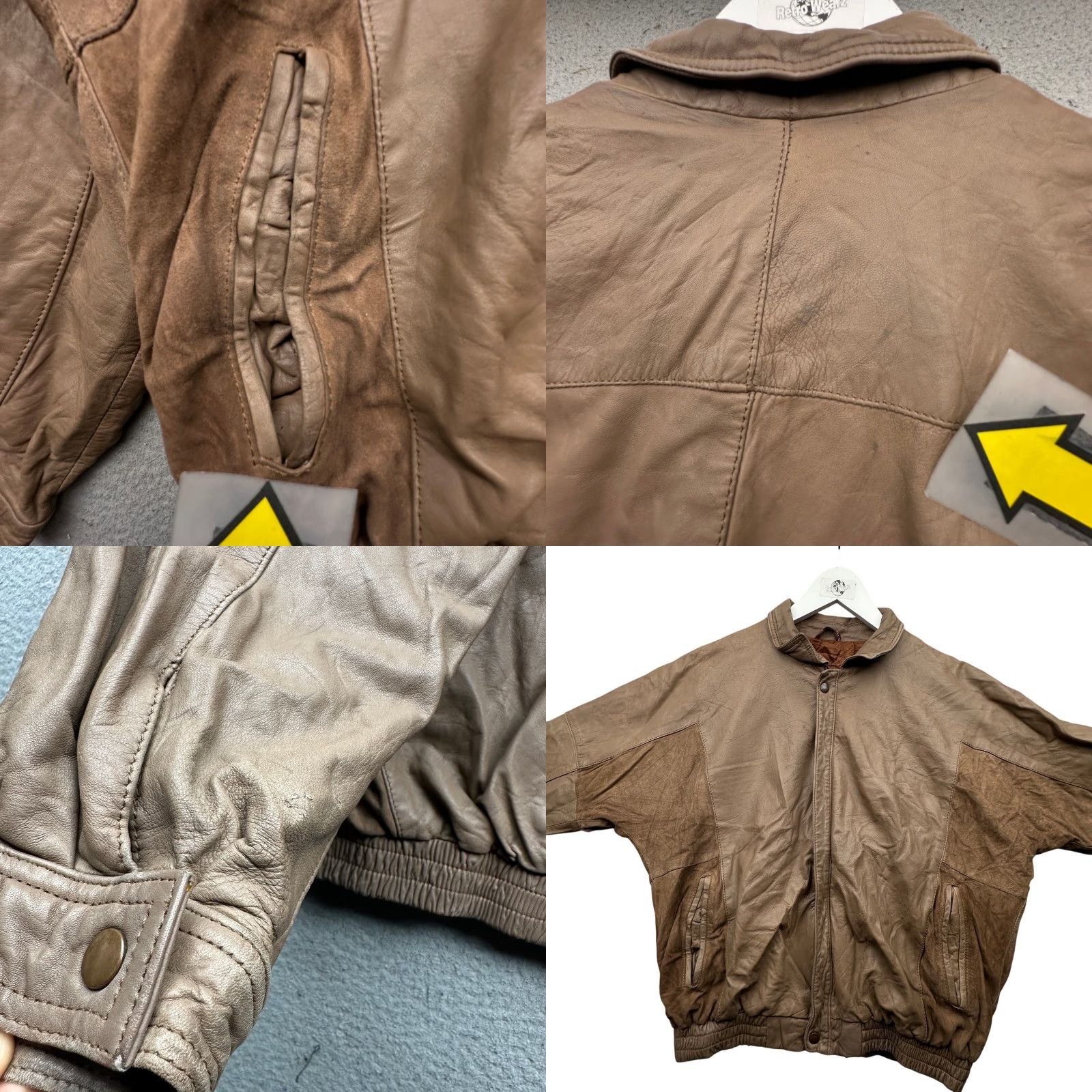Vintage VINTAGE Cortefiel De Espana Leather Bomber Jacket Mens 42 Large Lined Zip Brown Bomber Jacket Mens L Brown Leather Zip 50in Chest Mens Vintage -Mens- Size US L / EU 52-54 / 3 - 9 Thumbnail