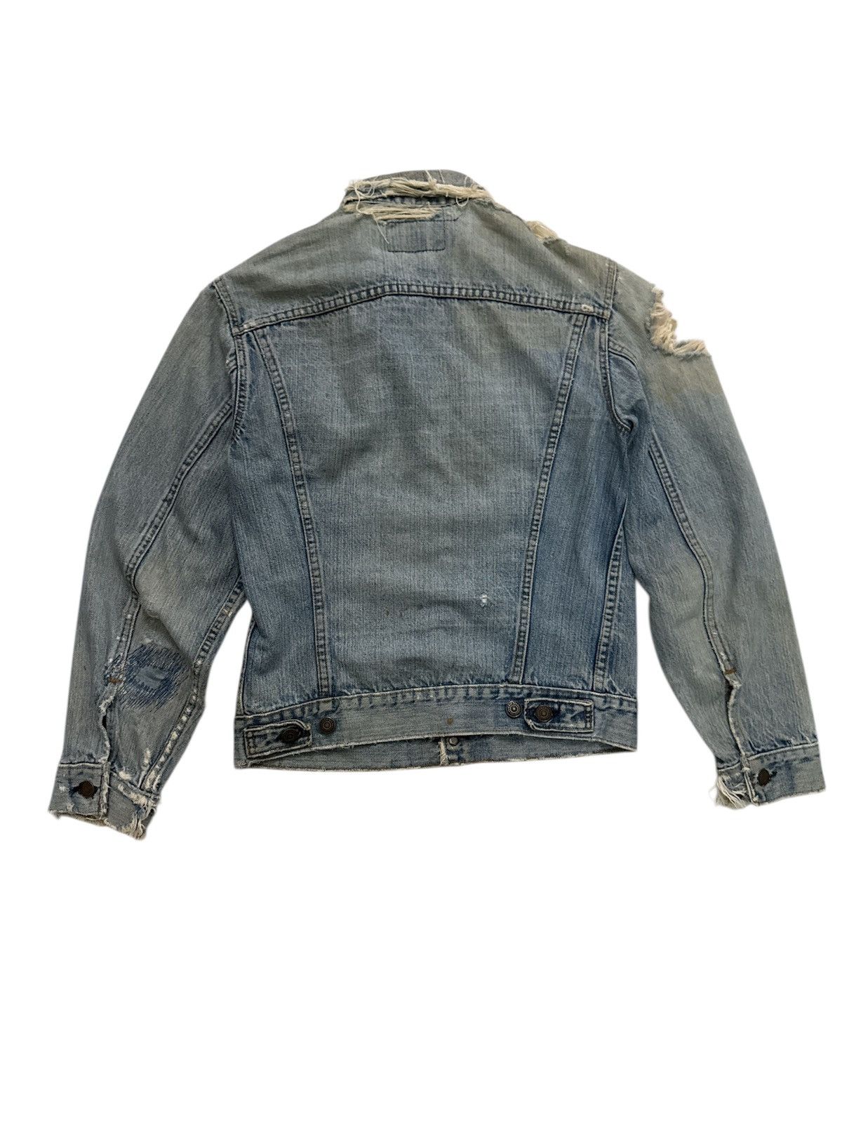 Levi's Vintage Clothing 70s Vtg LEVIS Thrashed Distressed Denim Trucker Jacket Size US S / EU 44-46 / 1 - 2 Thumbnail