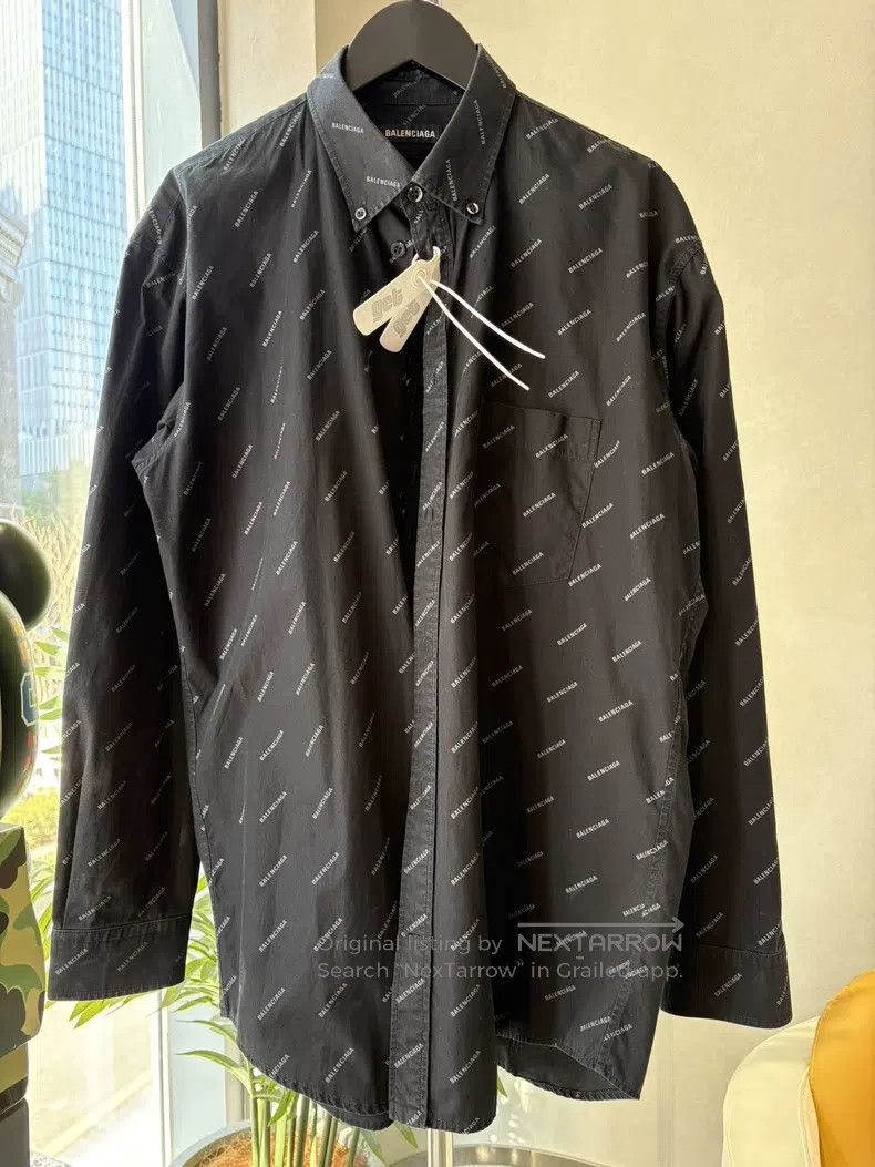 Balenciaga Balenciaga size 38 Black Full Print Logo Shirt Size S / US 4 / IT 40 - 3 Thumbnail