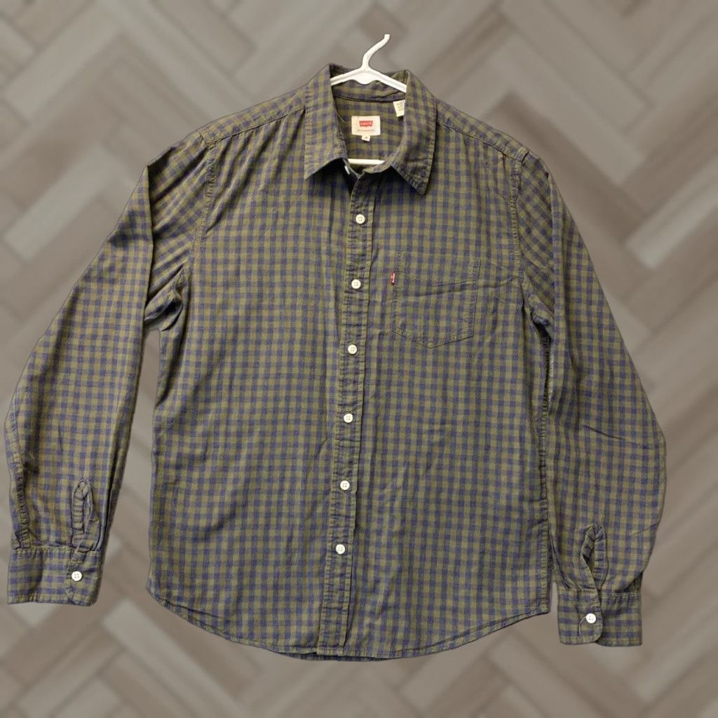 Levi's VINTAGE Levi's Shirt Slim Button-Up Mens M Green Blue Check Long Sleeve 37-51 Men’s Dress Shirt Size US M / EU 48-50 / 2 - 1 Thumbnail