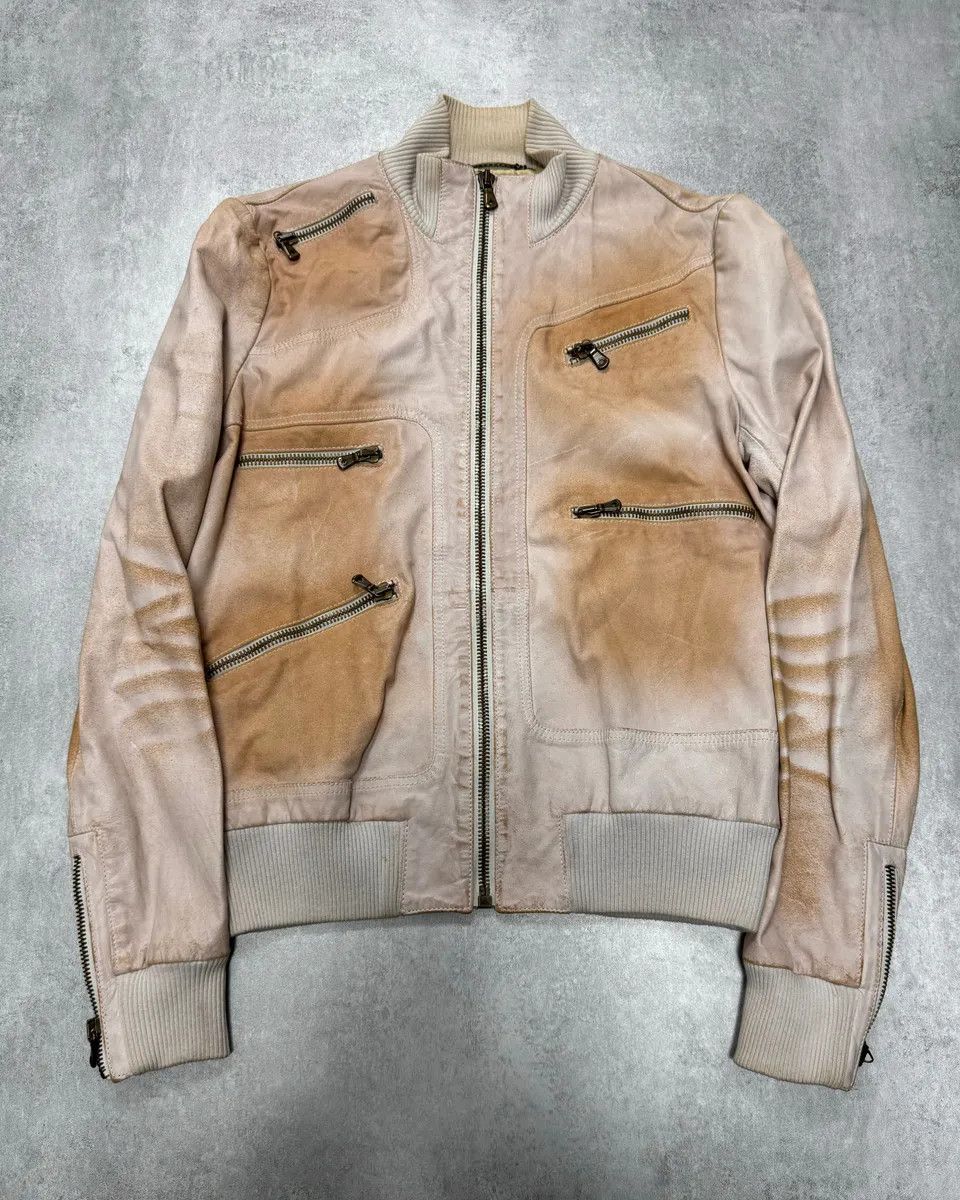 Vintage 2000s Dolce & Gabbana Gradient Effect Multi-Zip Leather Jacket Size US XS / EU 42 / 0 - 1 Thumbnail