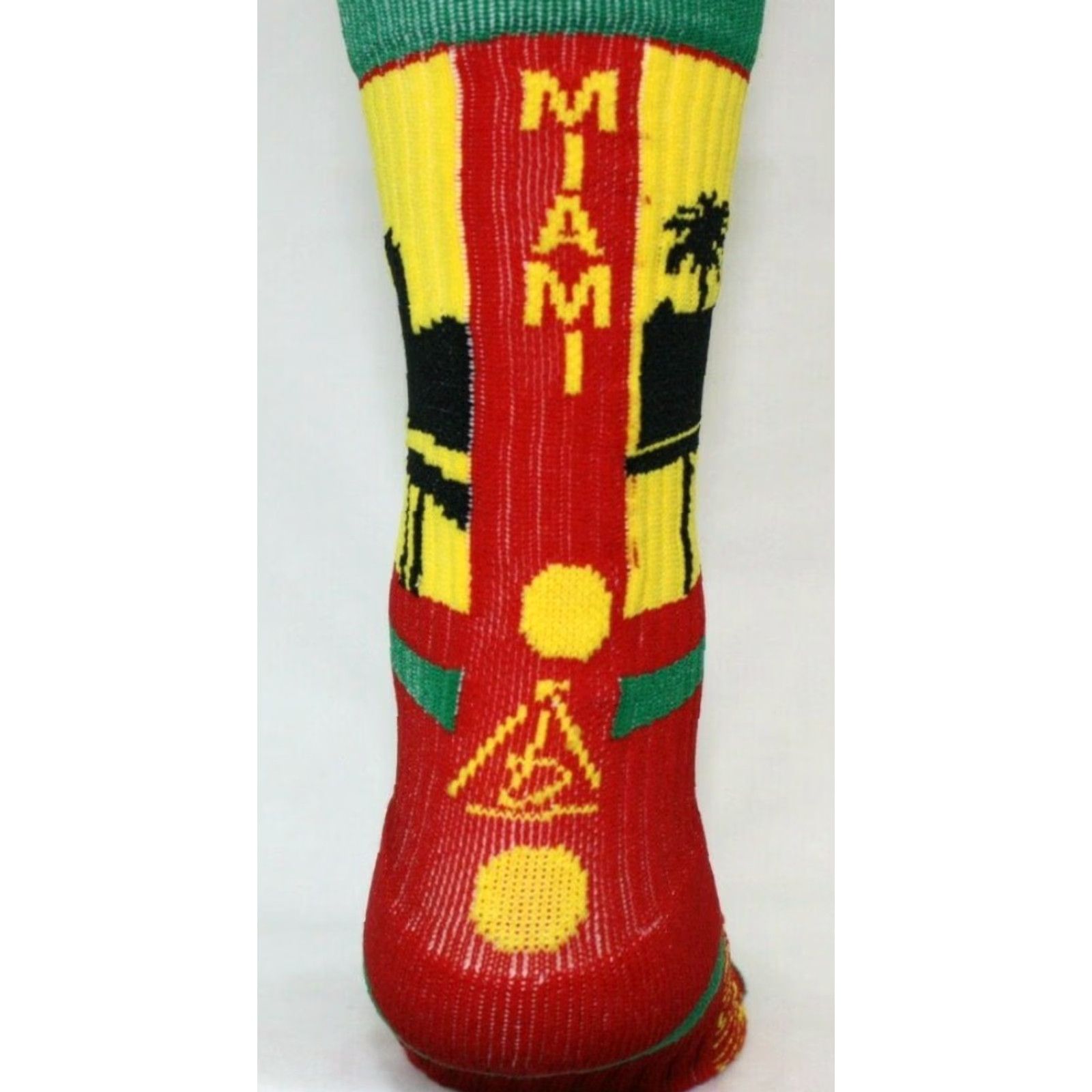 Vintage Rep It City Mens Miami Red Green Yellow Black Rasta CoolMax Basketball Socks Shirt Size ONE SIZE - 2 Thumbnail