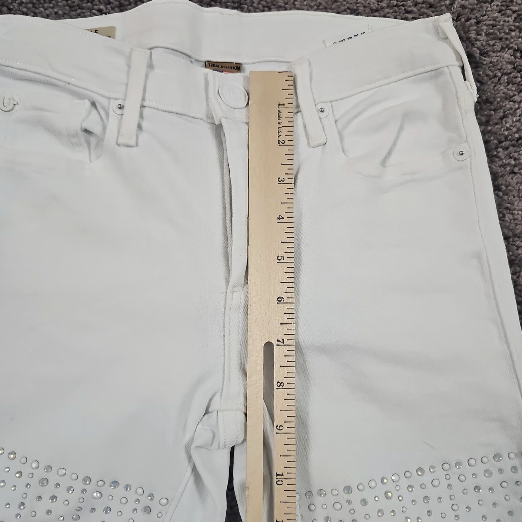 True Religion True Religion Jeans Womens 25 White Skinny Mid Rise Embellished Halle 23x30 Jeans Womens Size 42" / US 20 - 5 Thumbnail