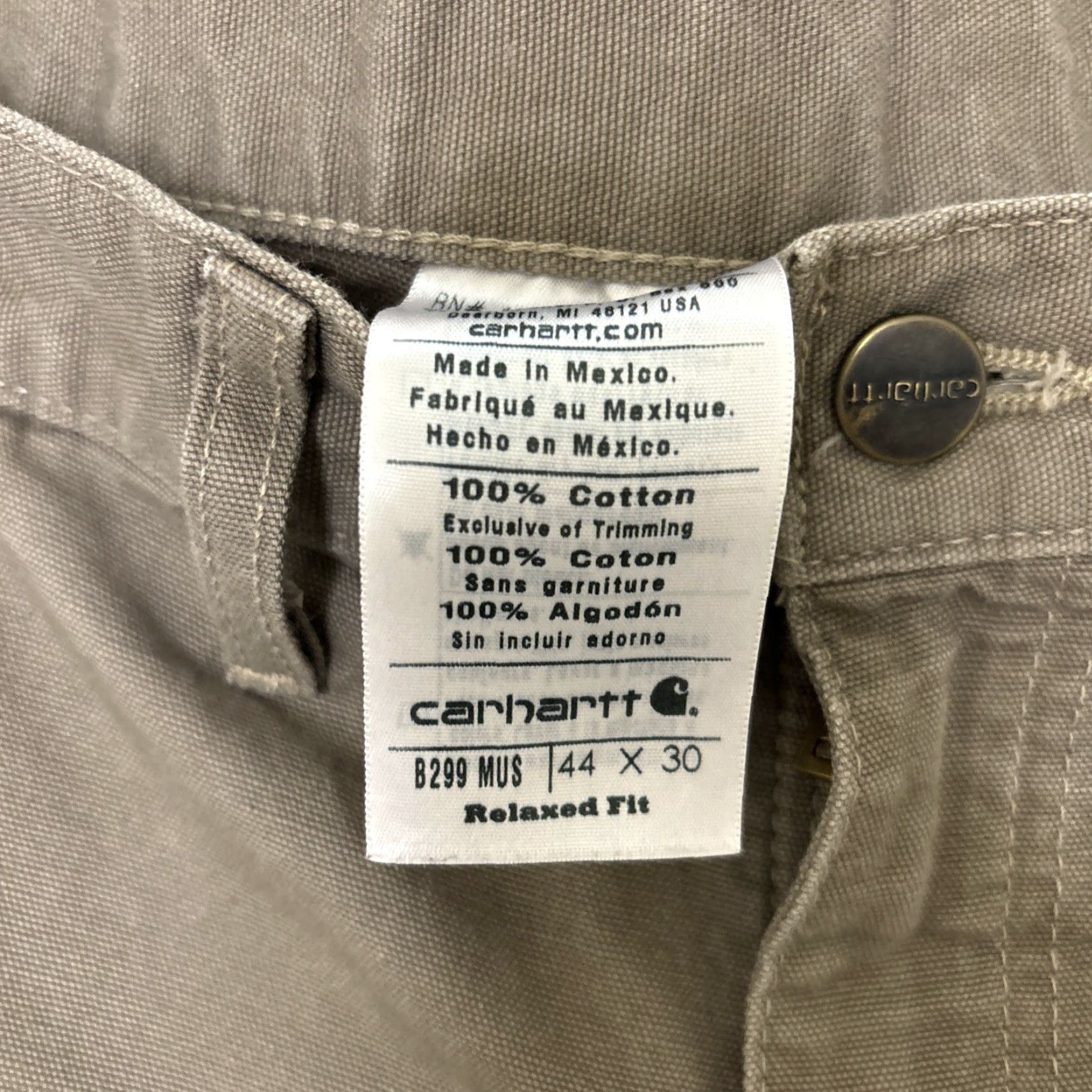 Carhartt Carhartt Pants Mens 44x30 Brown Khaki Canvas Relaxed Workwear 5-Pocket Logo B299-MUS Mens Pants Brown Khaki Canvas Relaxed Straight 44x30 Size US 44 / EU 60 - 5 Thumbnail