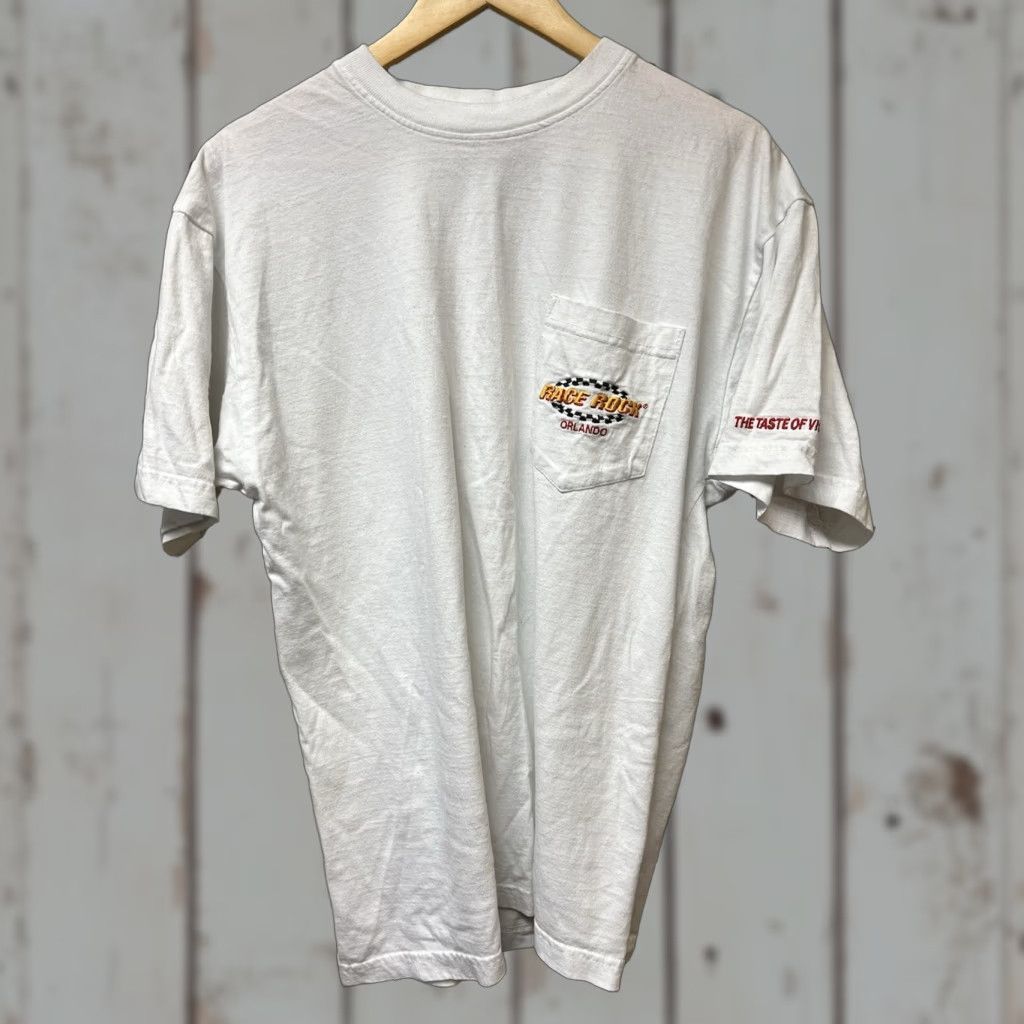 NASCAR VINTAGE Race Rock Apparel T-Shirt Men's Large White 90s Rock NASCAR Shirt Size US L / EU 52-54 / 3 - 1 Thumbnail