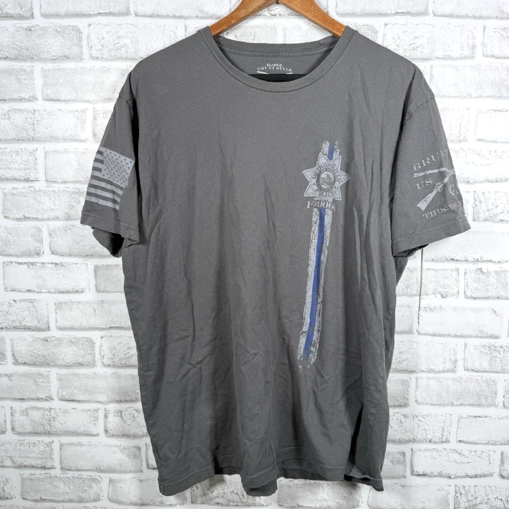 Vintage Grunt Style Gray 100% Cotton Graphic Tee Mens Size XL Size US XL / EU 56 / 4 - 2 Thumbnail