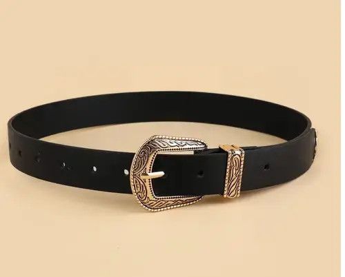 Leather Black Color PU Leather Belt Size ONE SIZE - 3 Thumbnail