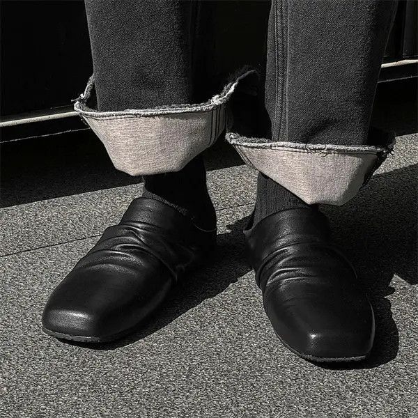 Leather Ayukawa x Kaoda Stylish Black Slouch Mules Size US 8.5 / EU 41-42 - 3 Thumbnail