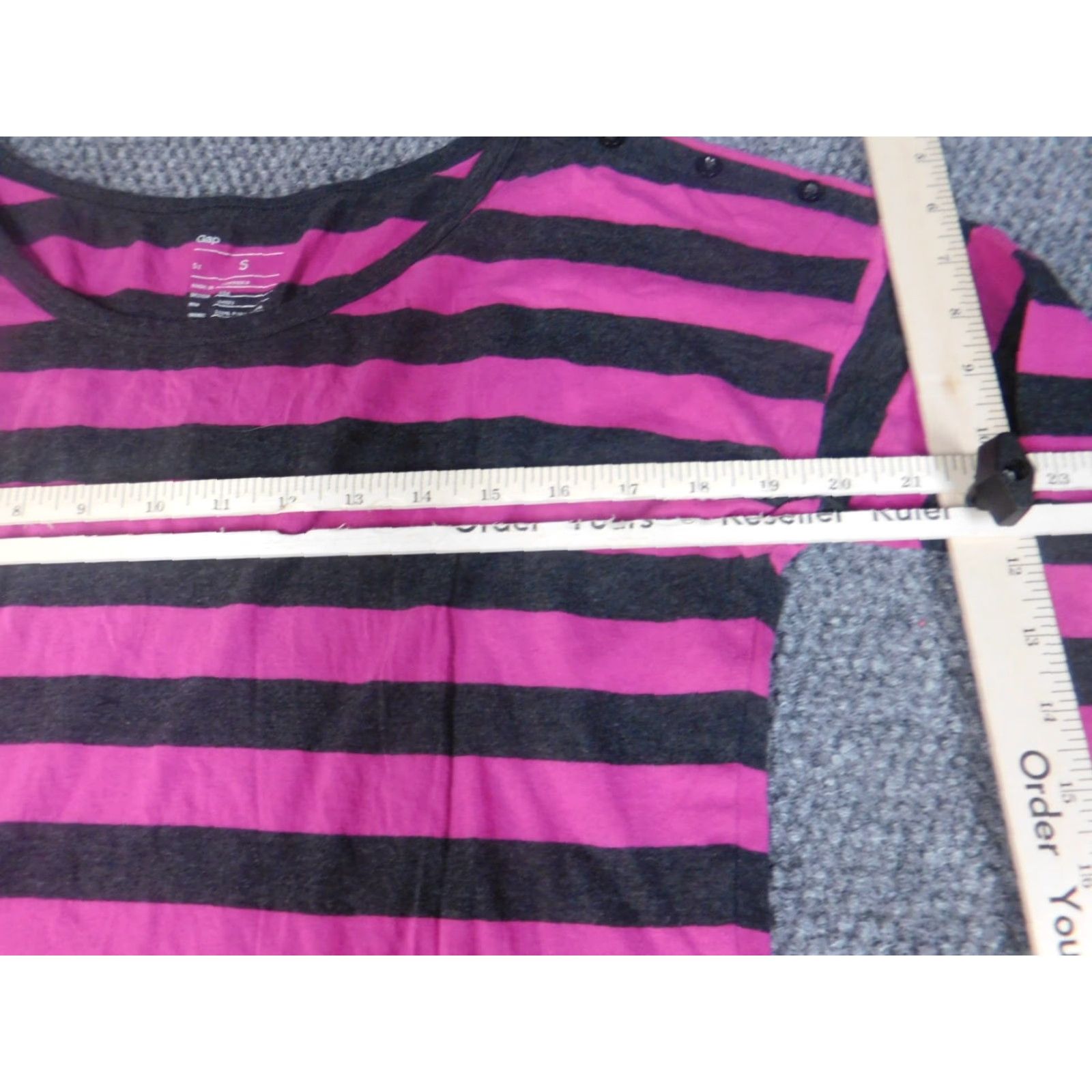 Gap Gap Blouse Women Small Purple Striped Crew Neck Stretch 100% Cotton Casual Shirt S Regular Womens Classics Size S / US 4 / IT 40 - 5 Thumbnail