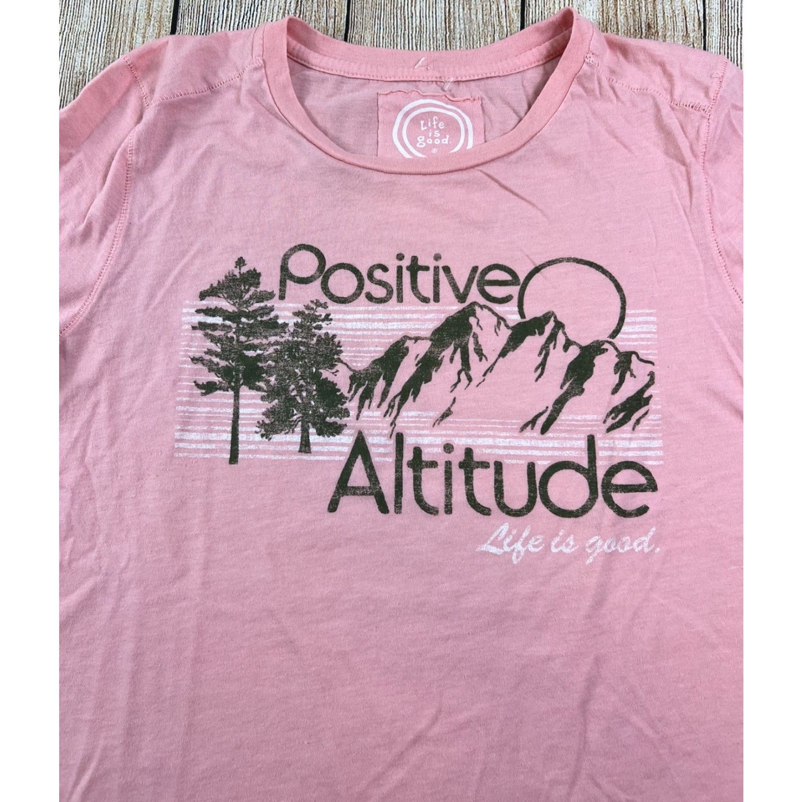 Life is Good Life is Good Shirt Women Pink Mountain Graphic Crew Neck L Women’s Large Positive Altitude Graphic T-Shirt Size L / US 10 / IT 46 - 2 Thumbnail
