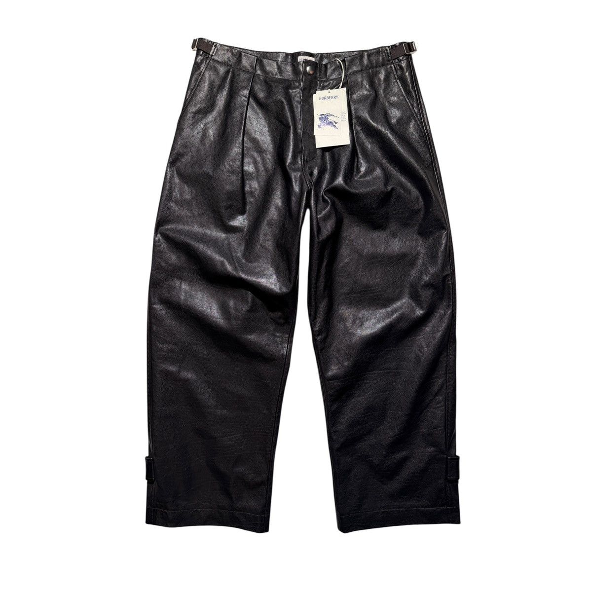 Burberry $5,900 pleated Leather baggy adjustable pant Size US 36 / EU 52 - 1 Thumbnail