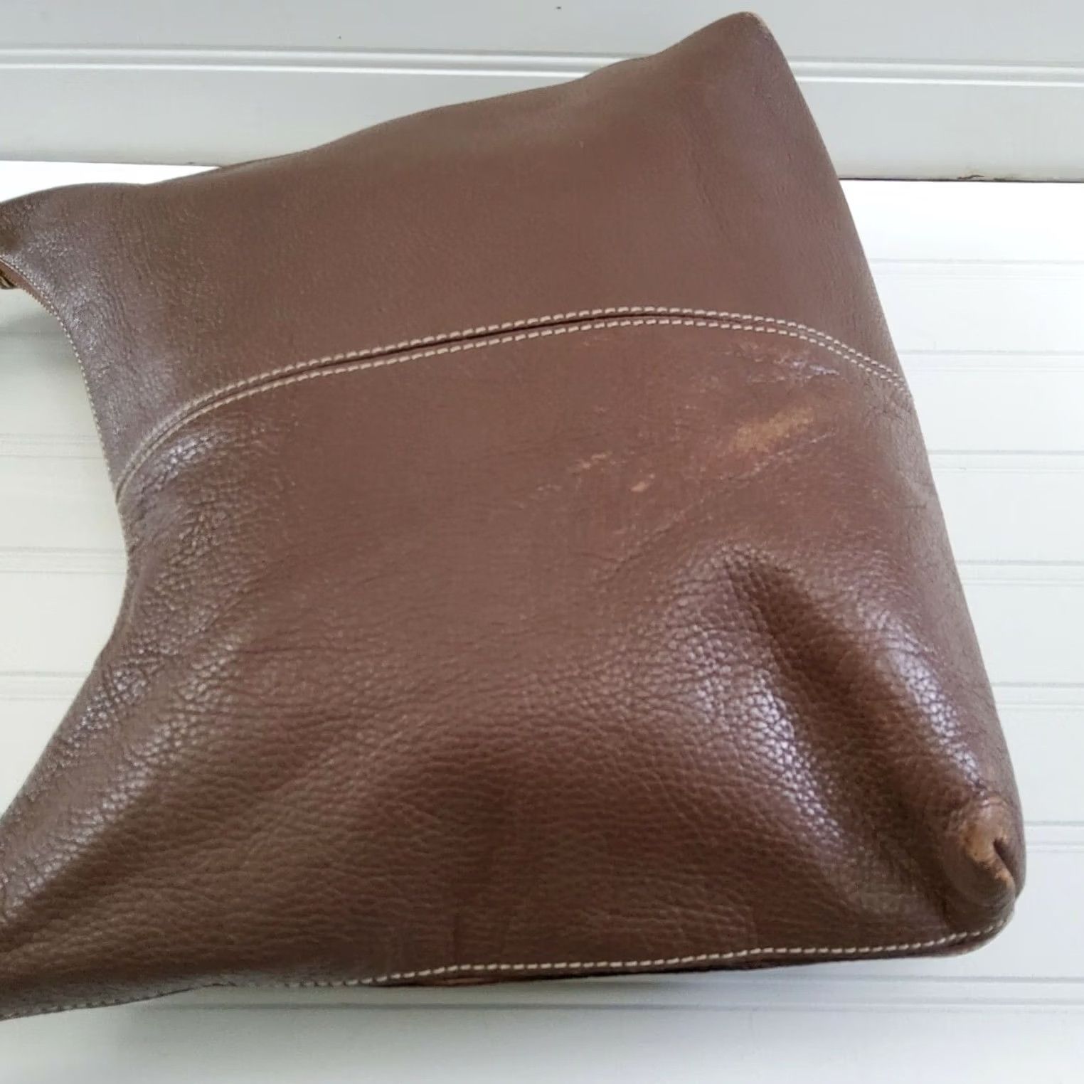 Vintage kate spade new york Pebbled Leather Hobo Shoulder Bag Purse Brown Women Medium Leather Zip Bag Women Mens? Size ONE SIZE - 6 Thumbnail
