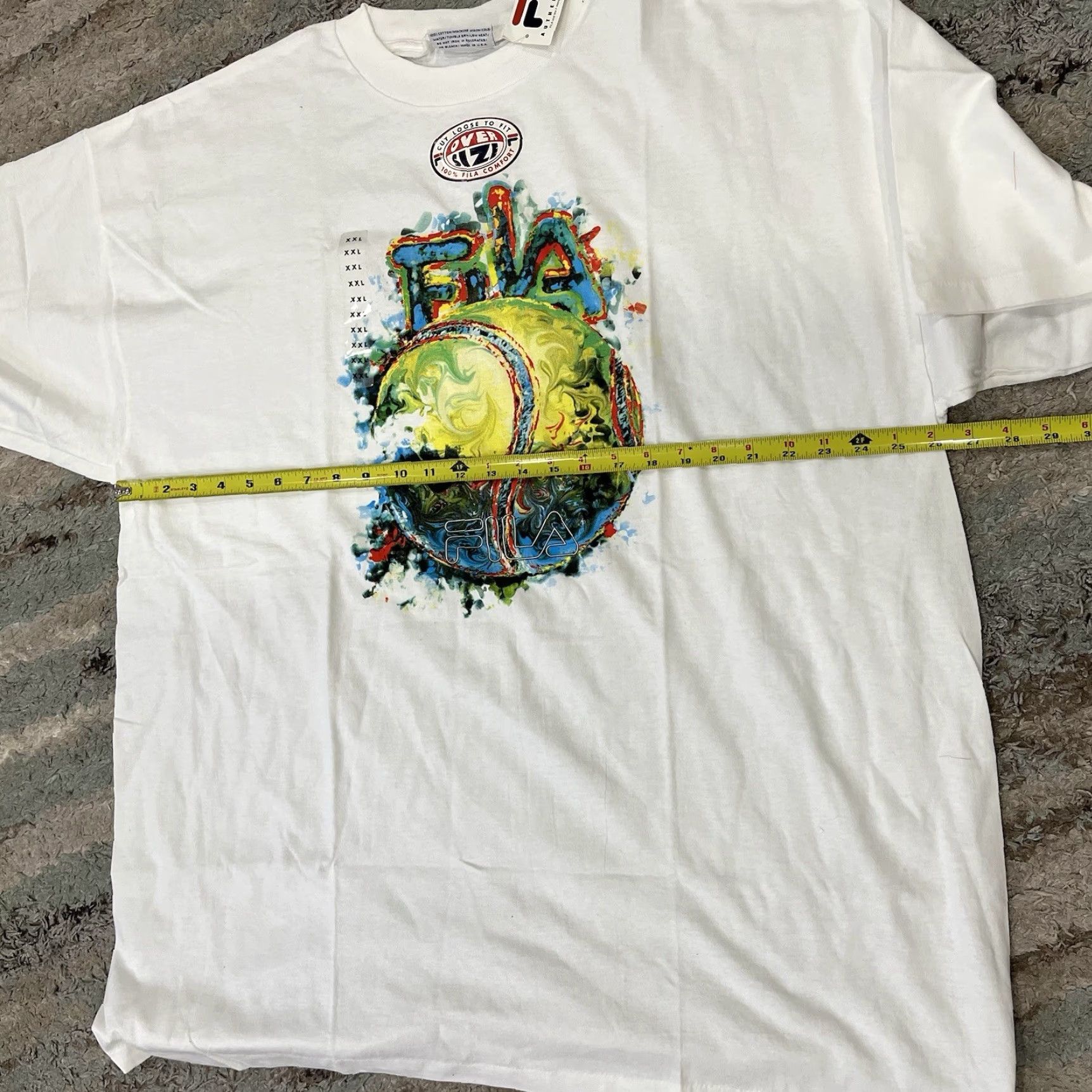 Fila VINTAGE FILA T-Shirt 2XL White Mens Crew Neck Short Sleeve Graphic Print FLA Balls-O-Fire 90s Sports USA Size US XXL / EU 58 / 5 - 6 Thumbnail