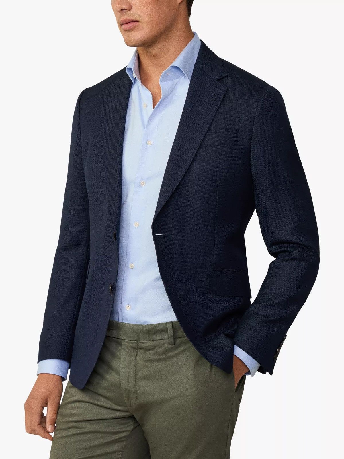 Hackett Hackett London Wool Blend Hopsack Two-Button Blazer Navy Size 48R - 2 Thumbnail