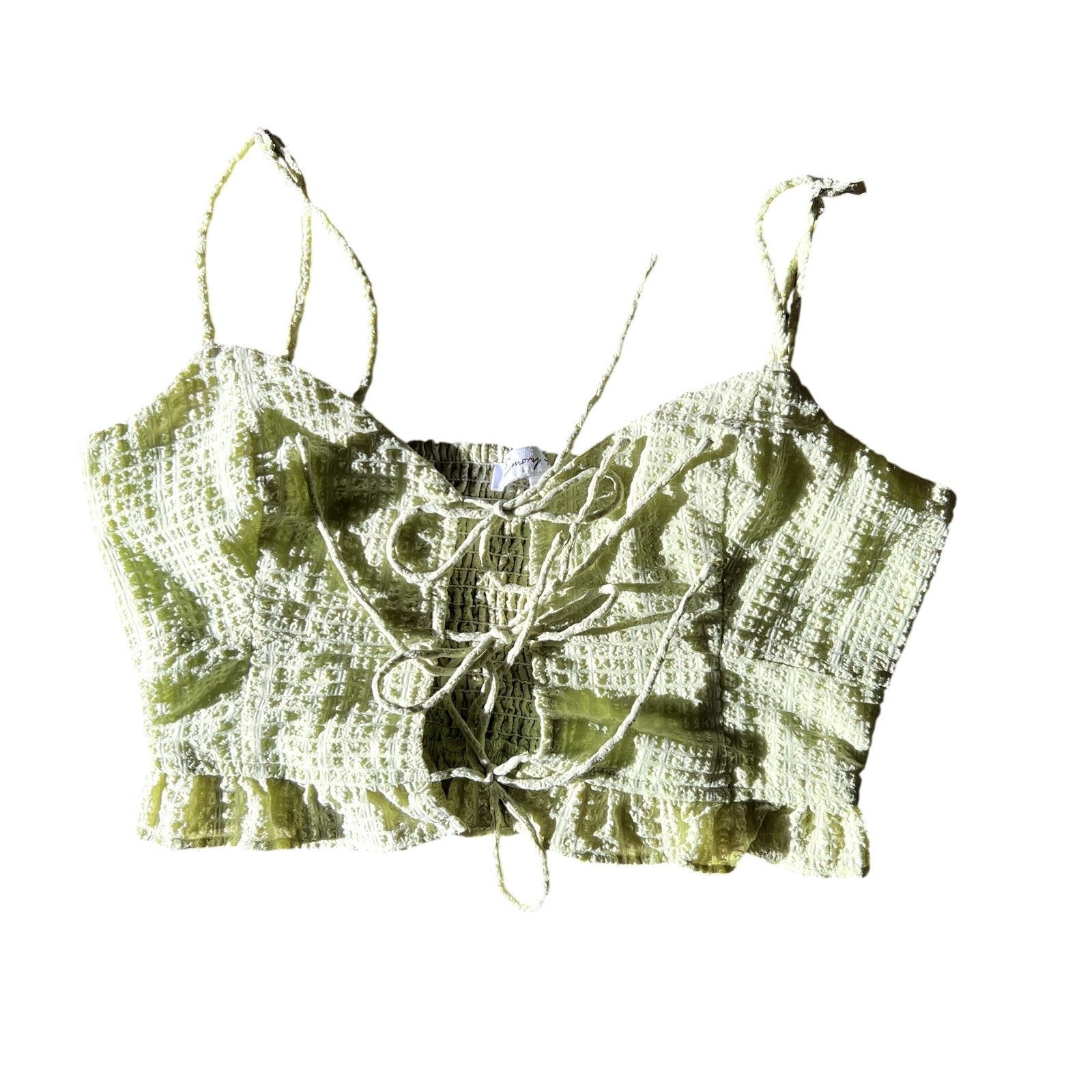 Urban Outfitters Light Green Ruffle Tank Top Size S / US 4 / IT 40 - 1 Thumbnail