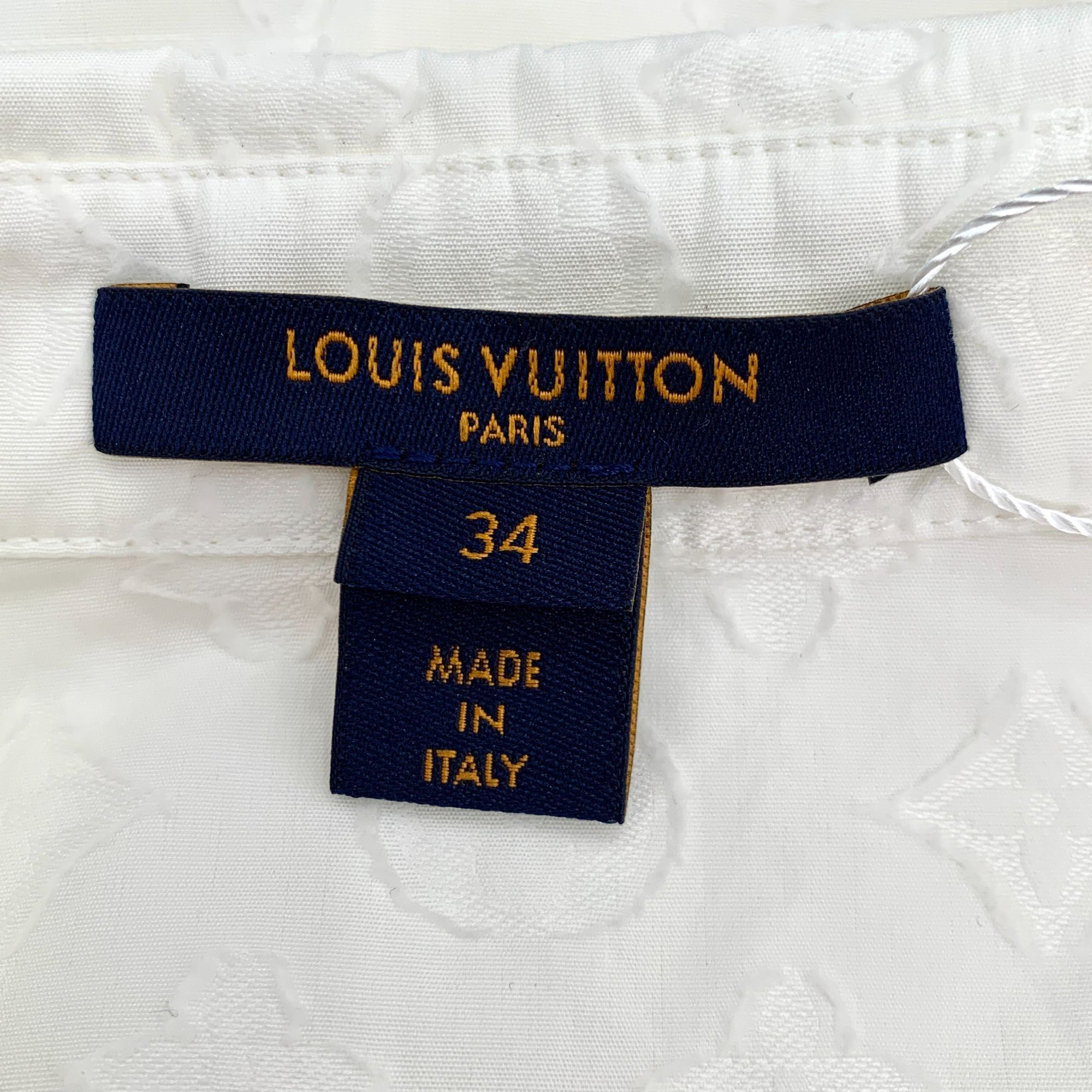 Louis Vuitton Louis Vuitton Womens White Monogram Embossed Cotton Button-U Size XXS / US 00 / IT 34 - 5 Thumbnail