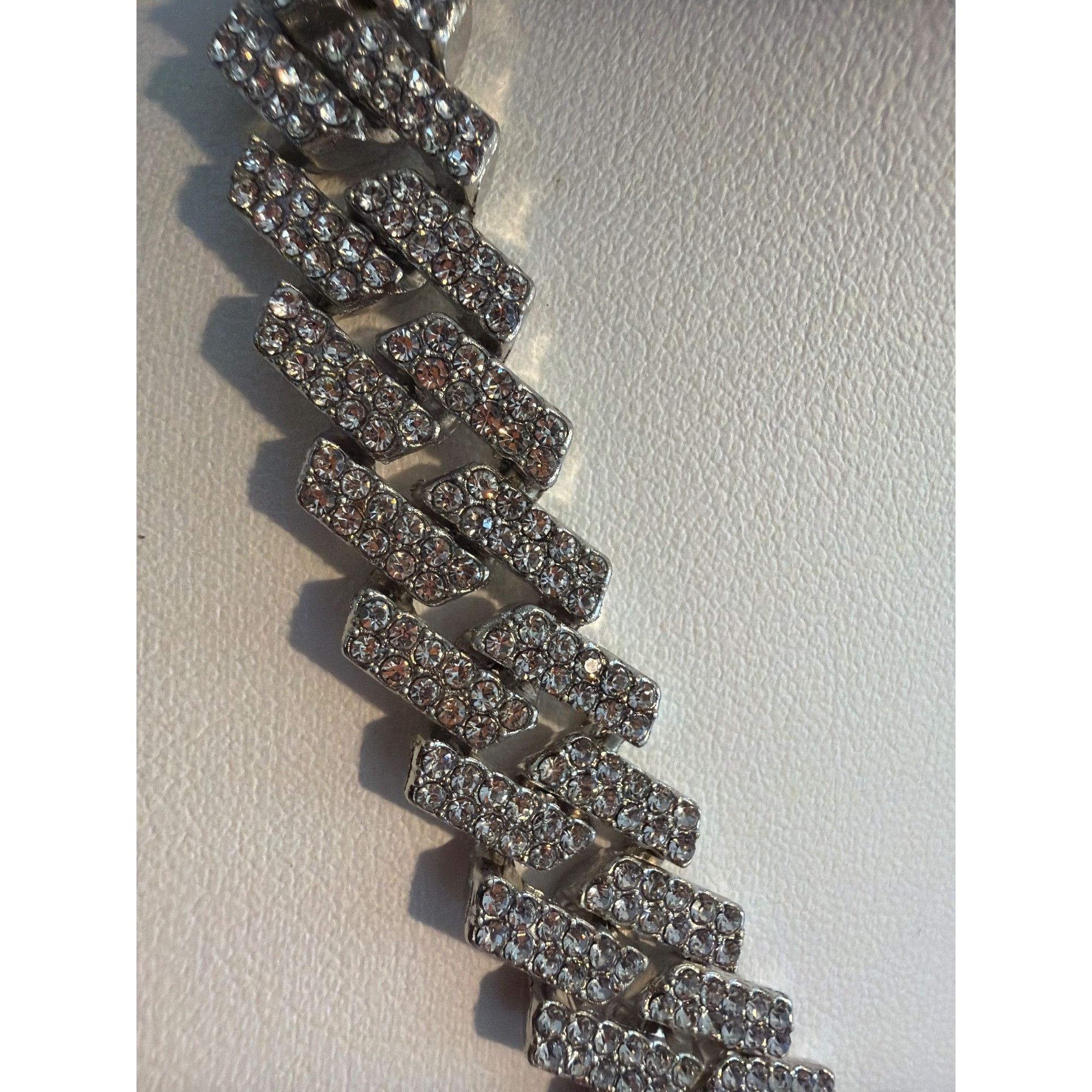 Other Vintage Flat Cuban Bling Iced Out Necklace Choker Collar Fol Size ONE SIZE - 3 Thumbnail